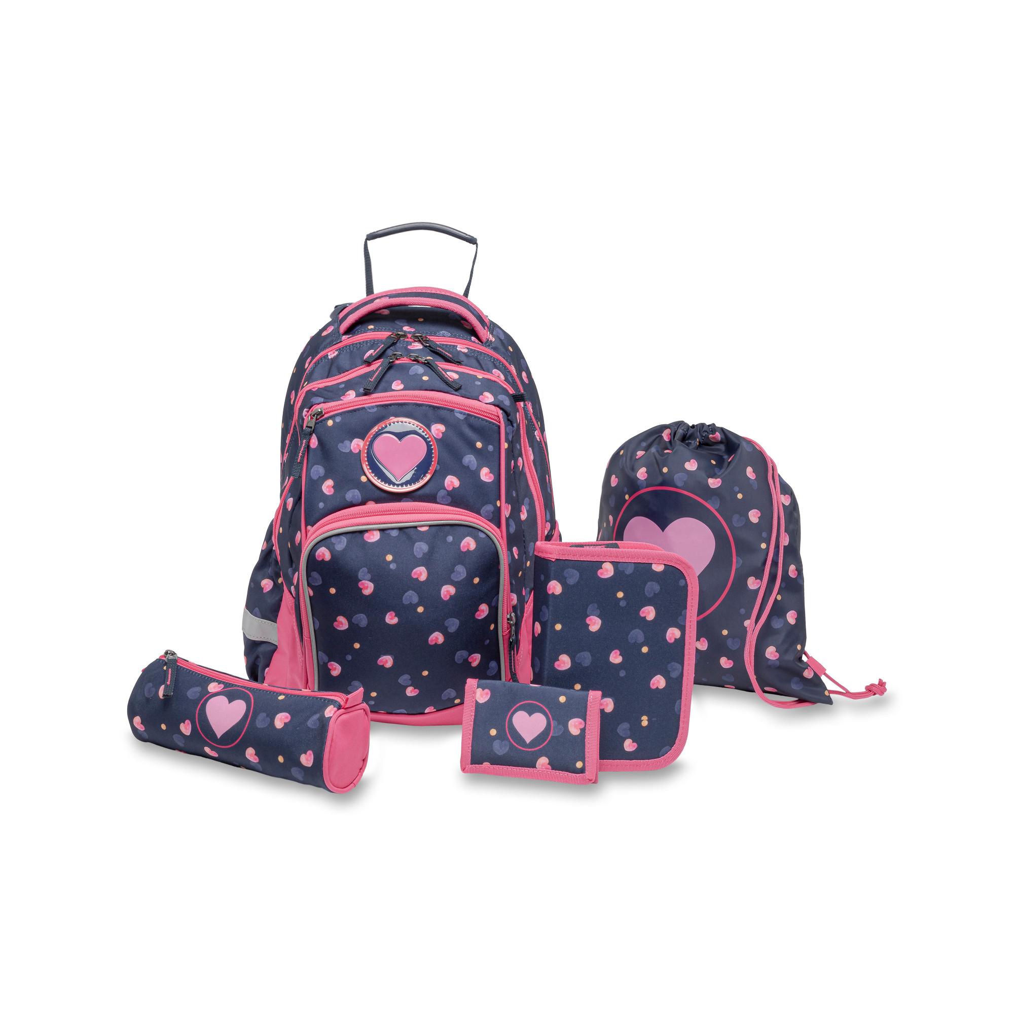 Manor Schulrucksack-Set, 5-teilig Herz