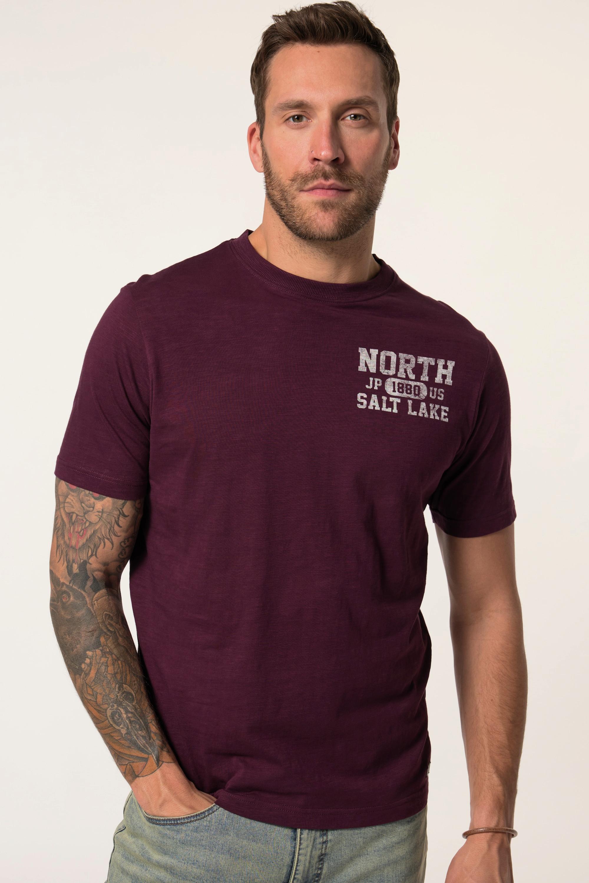 JP1880 Kurzarm Flammjersey T-Shirt mit Brust- und Rückenprint