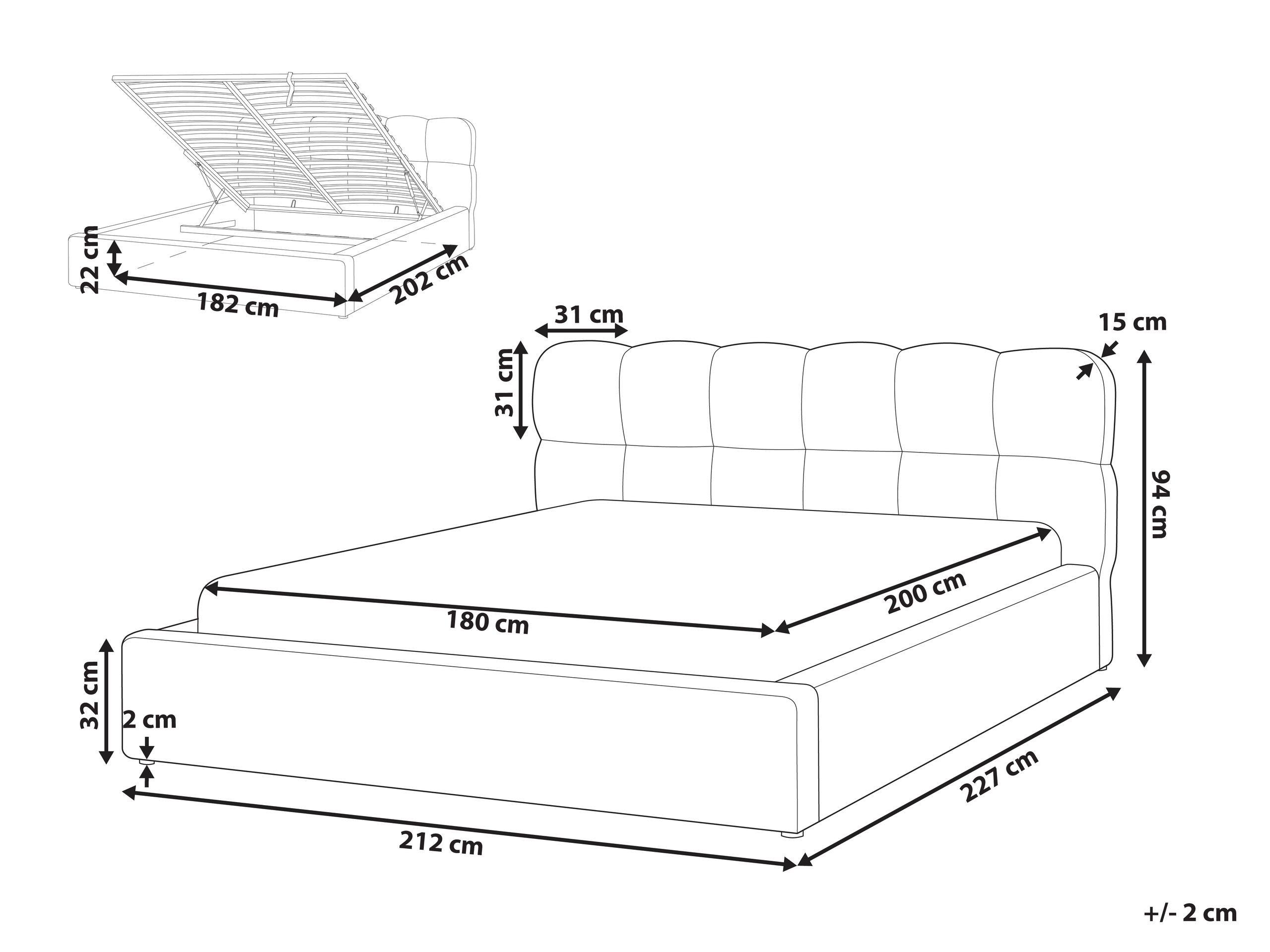 Beliani Bett mit Stauraum aus Bouclé Modern BASTON