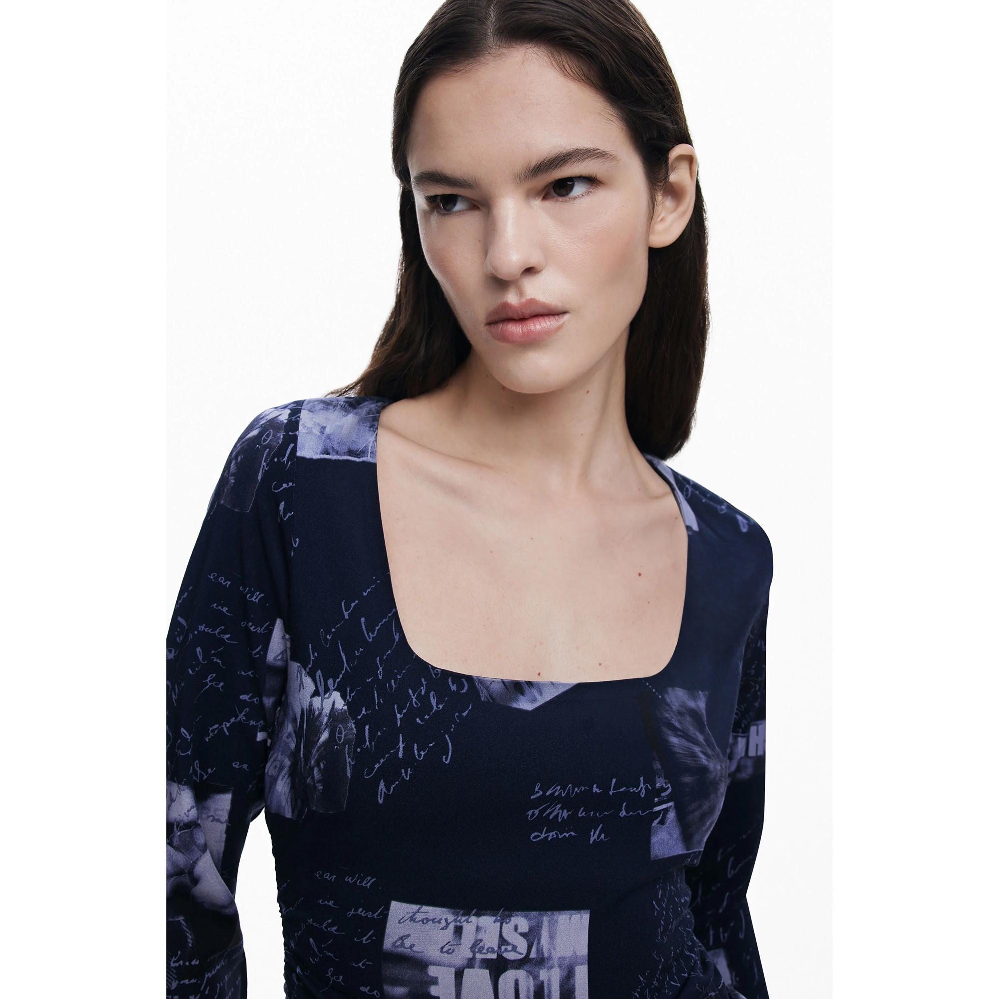 Desigual Bedrucktes Langarm Mini Kleid