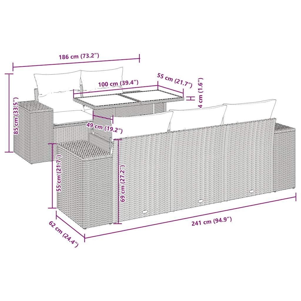 VidaXL Garten sofagarnitur poly-rattan