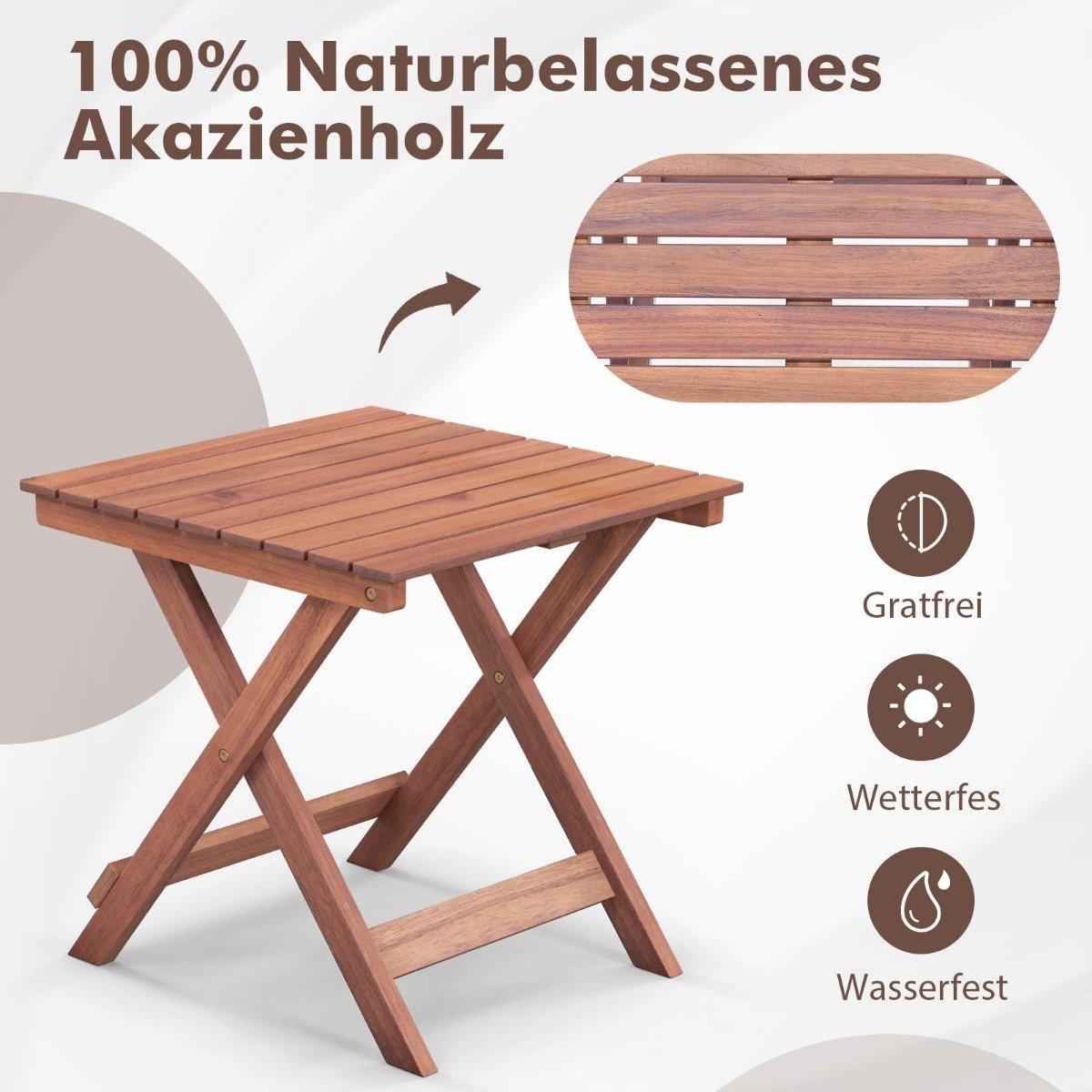 Northix Beistelltisch Akazienholz Gartentisch klein Balkontisch X-Form 46 x 46 x 45 cm
