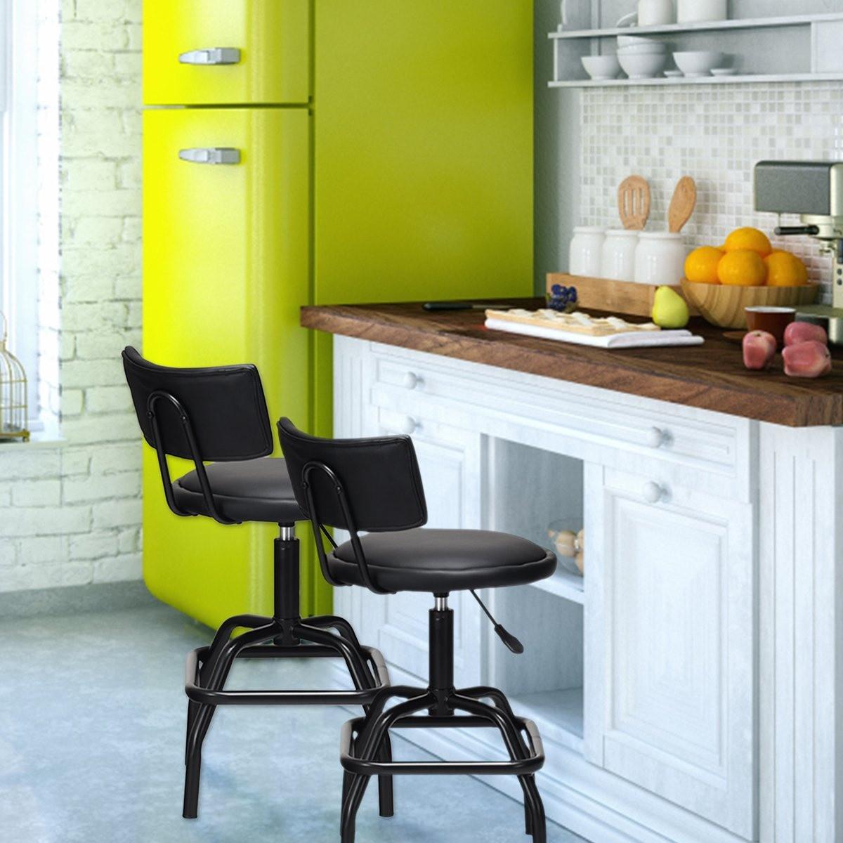 Northix Höhenverstellbarer Barhocker mit Kunstleder & Gepolsterte Rückenlehne 360° Drehbarer Barstuhl