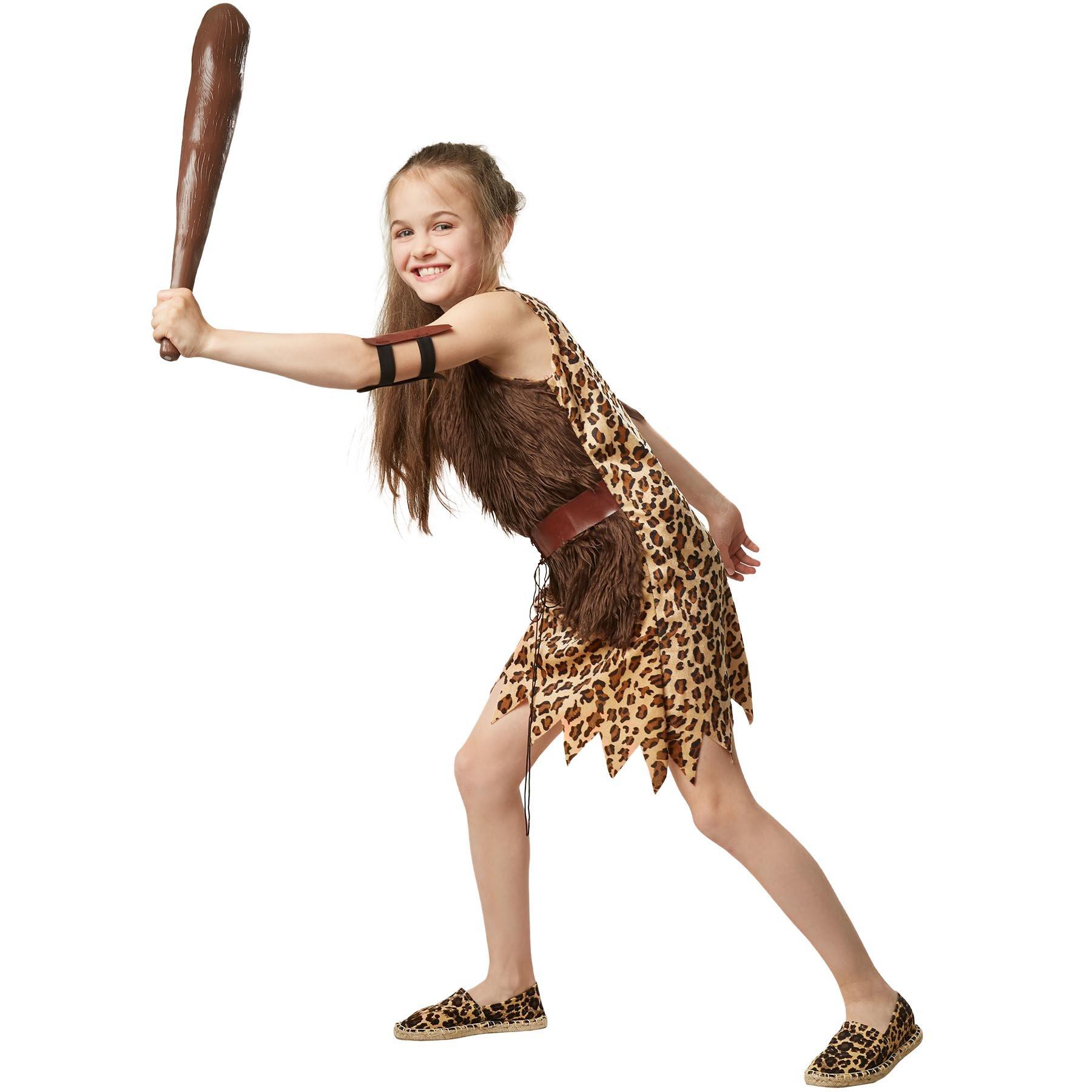 Tectake Mädchenkostüm Schickes Steinzeitmädchen