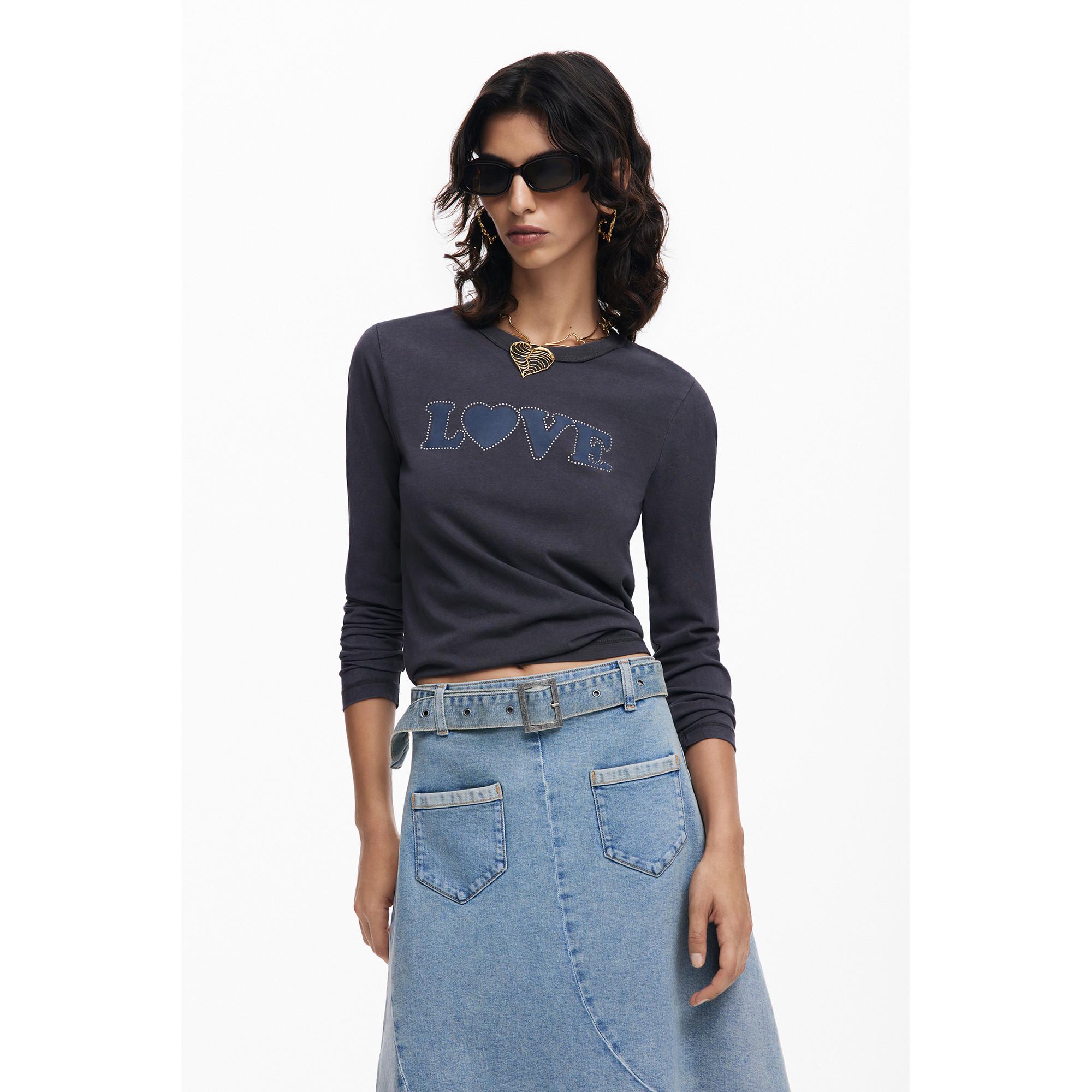 Desigual Langarm T-Shirt mit Love Print