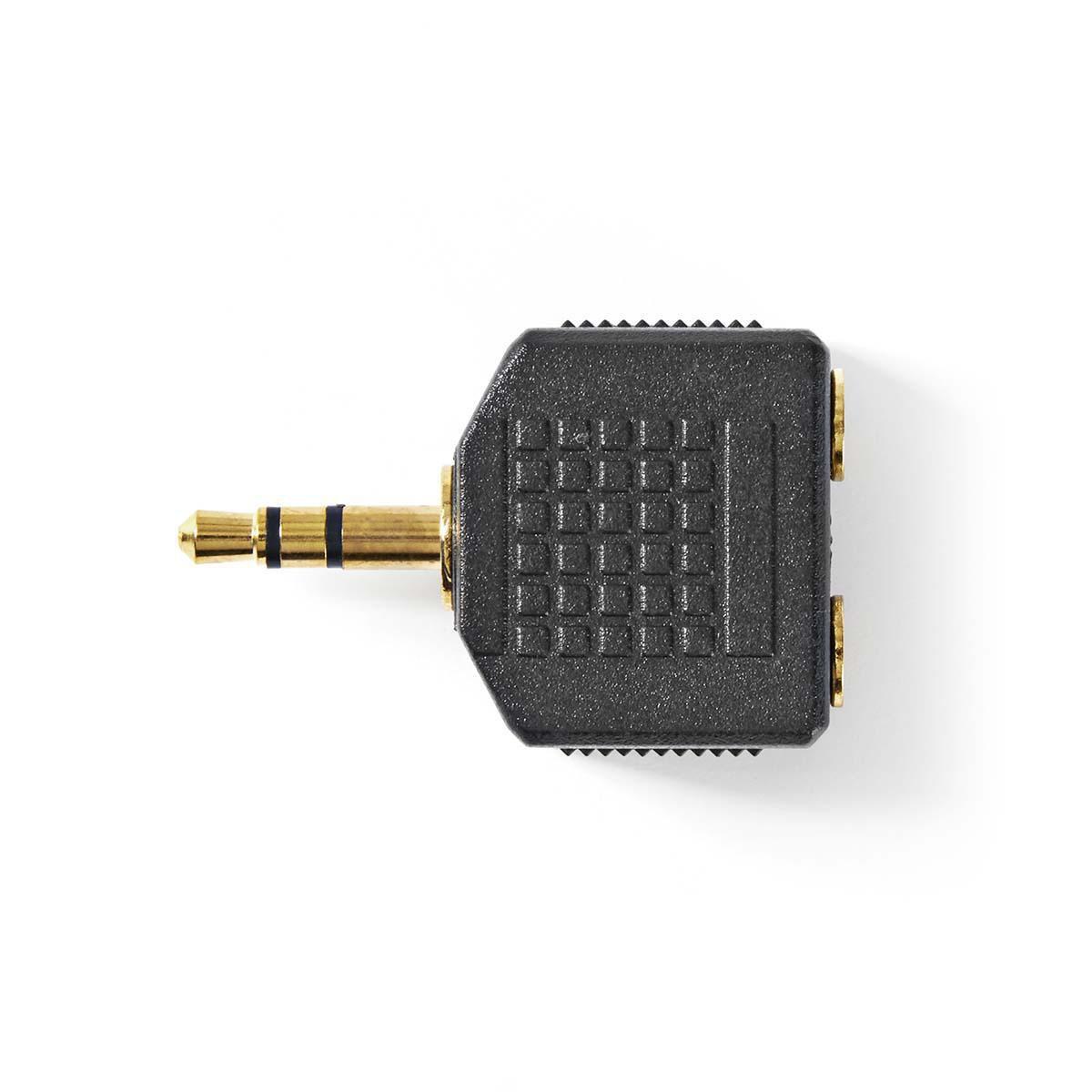 Nedis Stereo-Audio-Adapter | 3,5 mm Stecker | 2x 3,5 mm, Buchse | Vergoldet | Gerade | ABS | Schwarz | 10 Stk. | Plastikbeutel