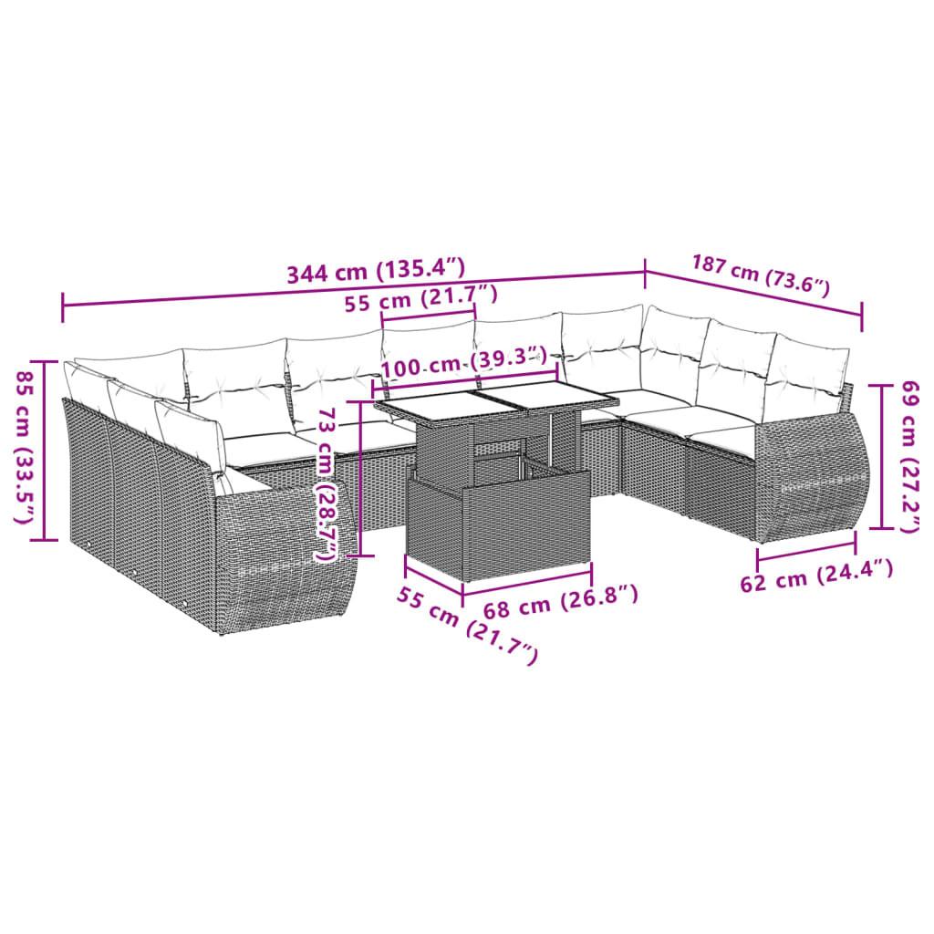 VidaXL Garten sofagarnitur poly-rattan