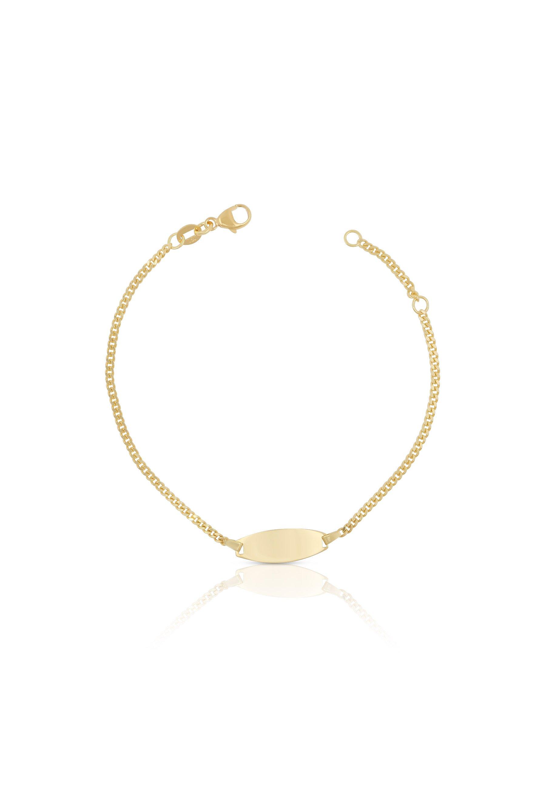 MUAU Schmuck Bébé Bracelet Panzer Gelbgold 375, 14cm Gravurplatte 1.9cm