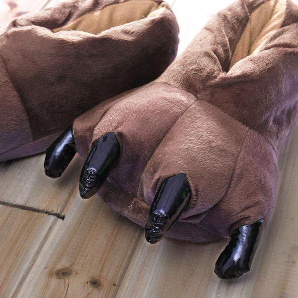 B2X Weiche Hausschuhe mit Krallen, Braun - Größe 39-45