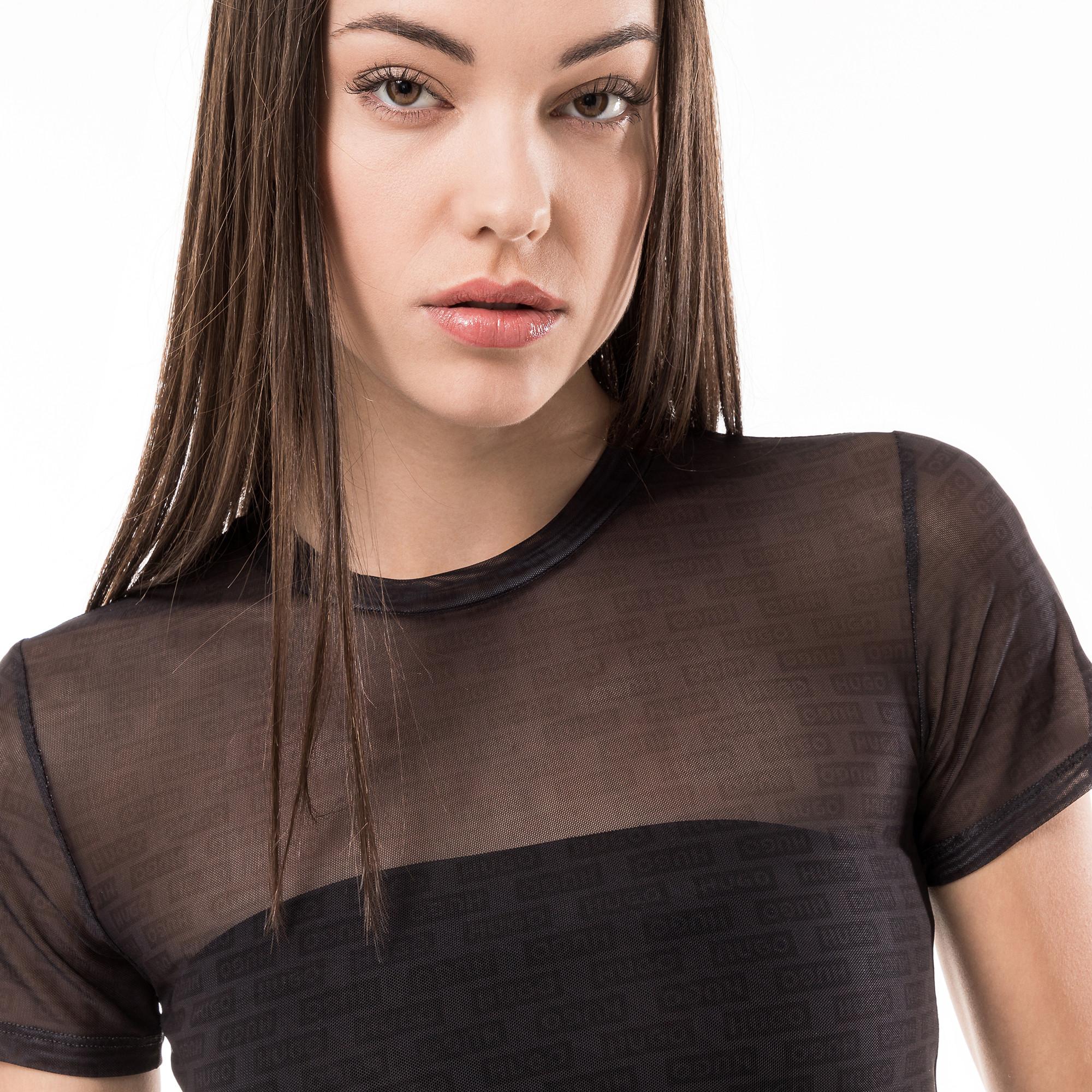 HUGO BLUE Dadini B Cropped Slim Fit Top mit Labelprint