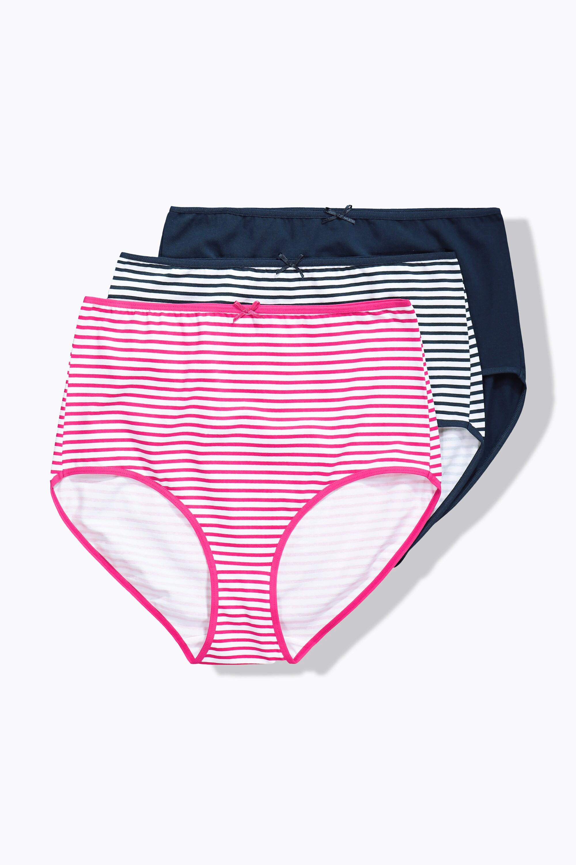 Ulla Popken Maxislips, 3er-Pack, farbige Ringel