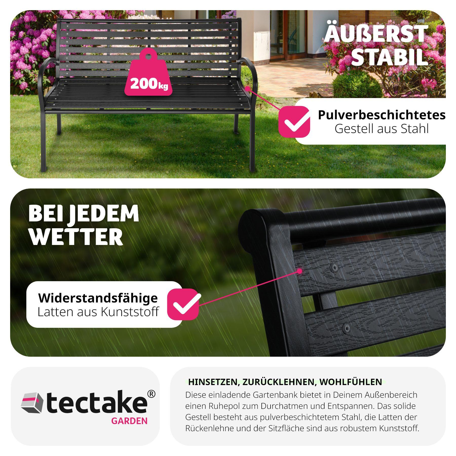 Tectake Gartenbank Pino 3-Sitzer 126x62x81,5cm