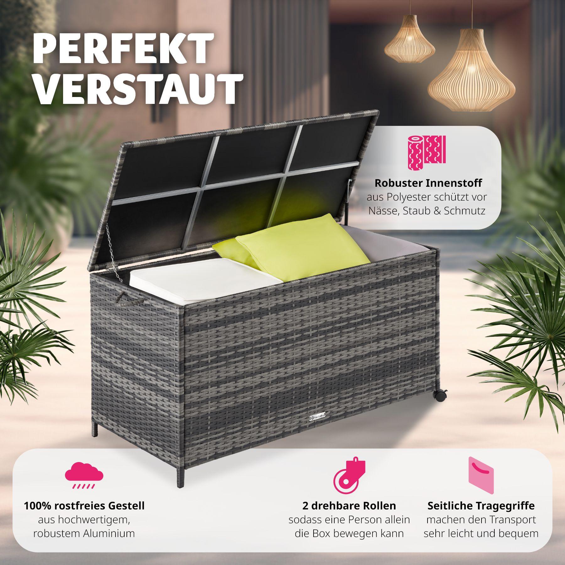 Tectake Auflagenbox mit Aluminiumgestell und Rollen