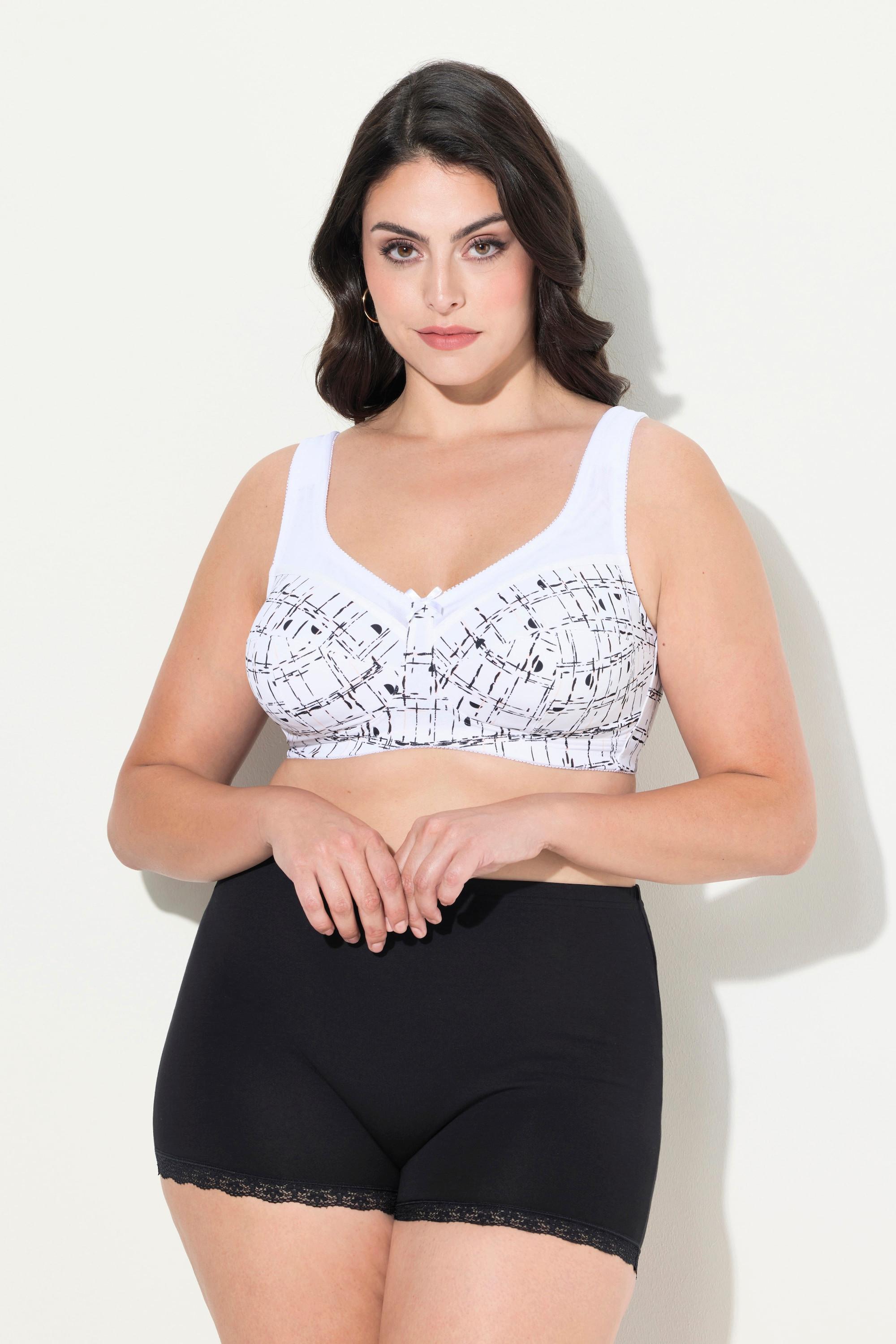 Ulla Popken Entlastungs-BH, grafischer Druck, ohne Bügel, Cup C - F