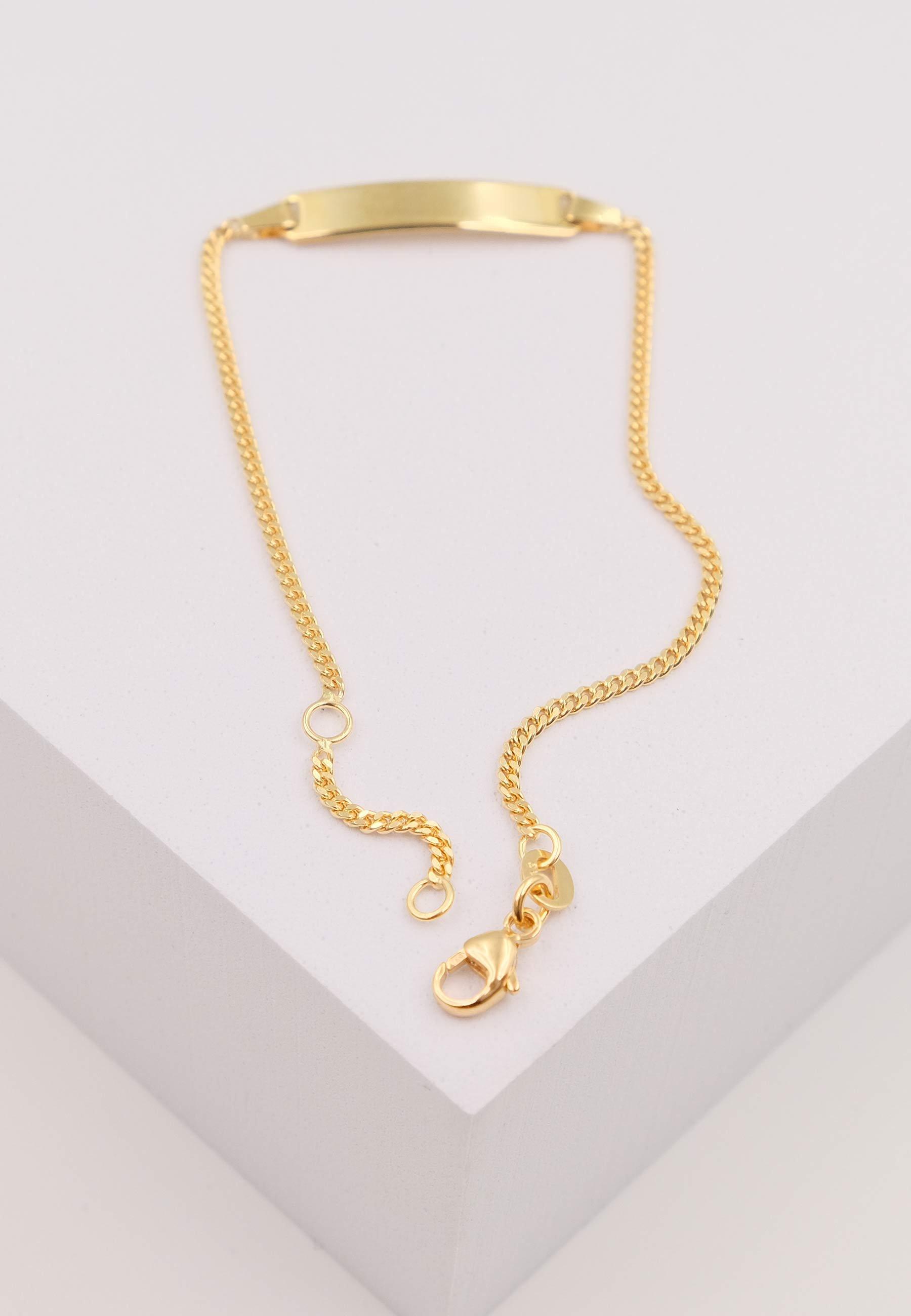 MUAU Schmuck Bébé Bracelet Panzer Gelbgold 750, 18cm Gravurplatte 1.7cm