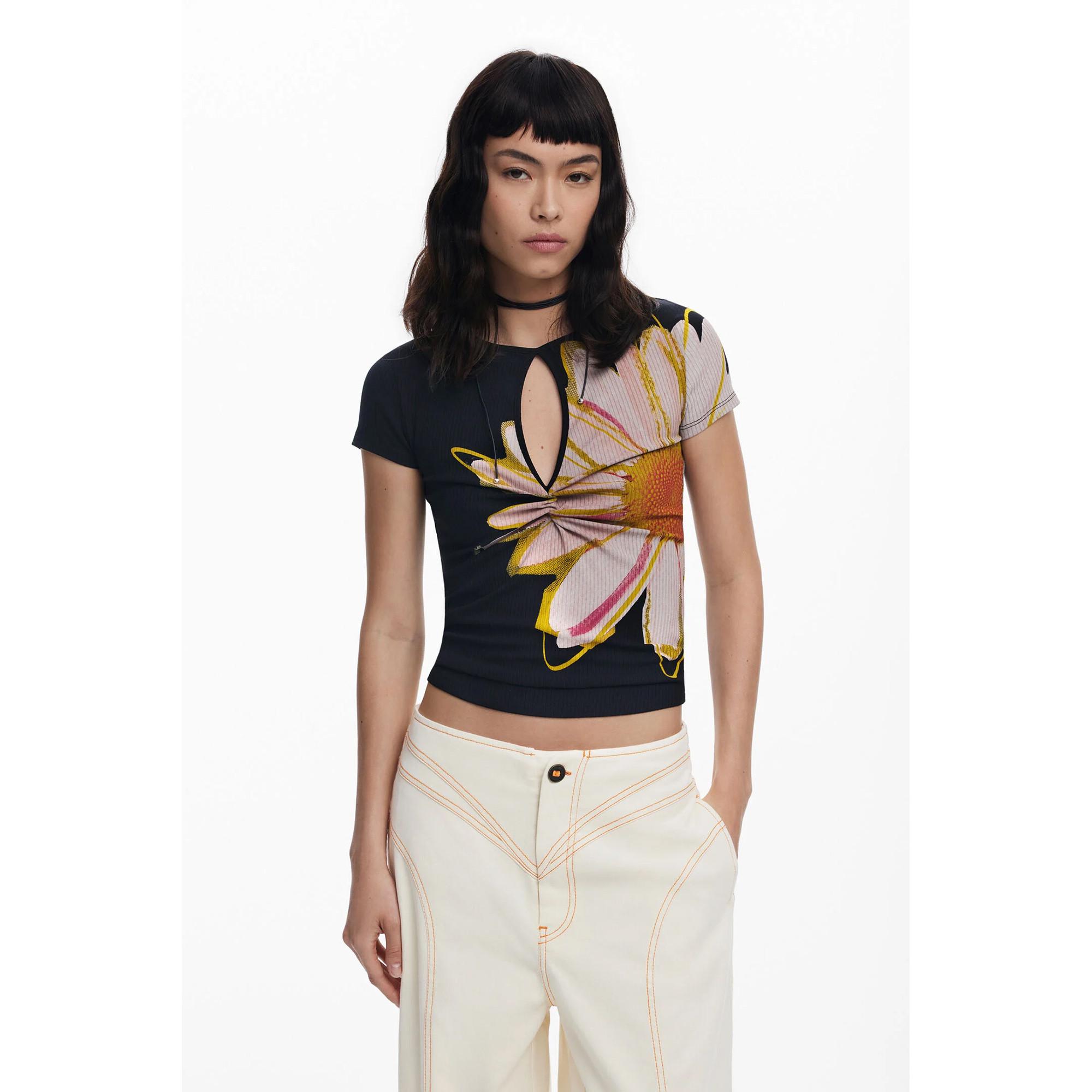 Desigual Kurzarm T-Shirt mit Blumenprint