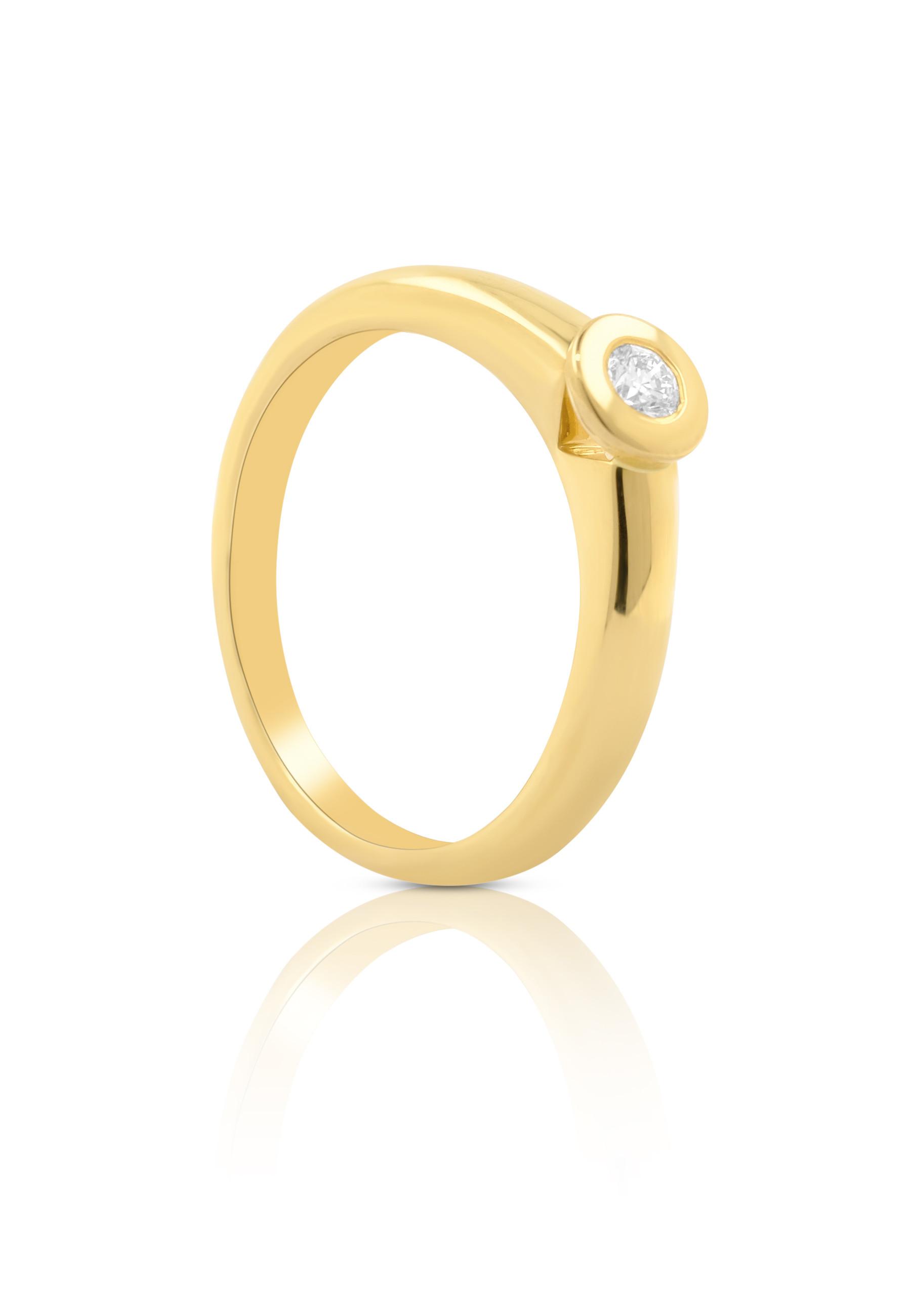 MUAU Schmuck Solitaire Ring Diamant 0.10ct. Gelbgold 750
