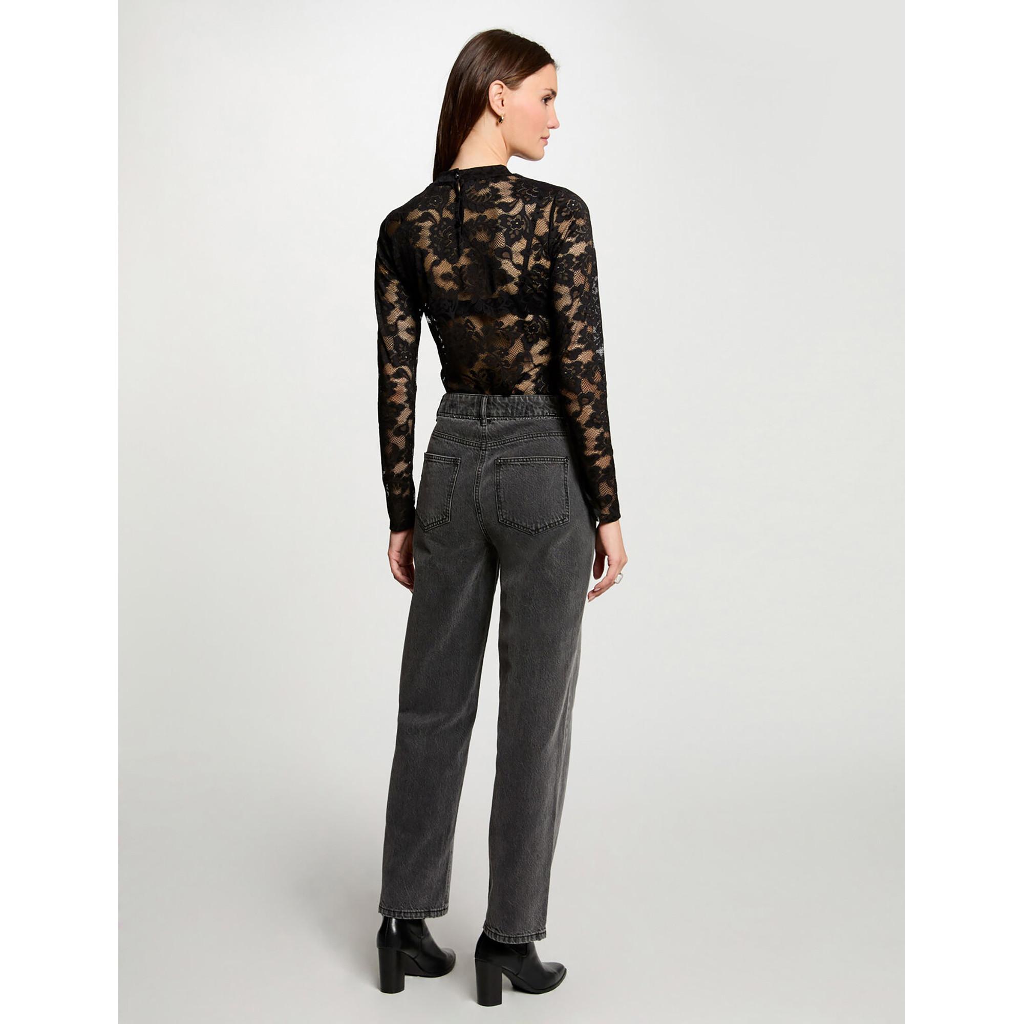 MORGAN Langarm Guipure-Spitze T-Shirt