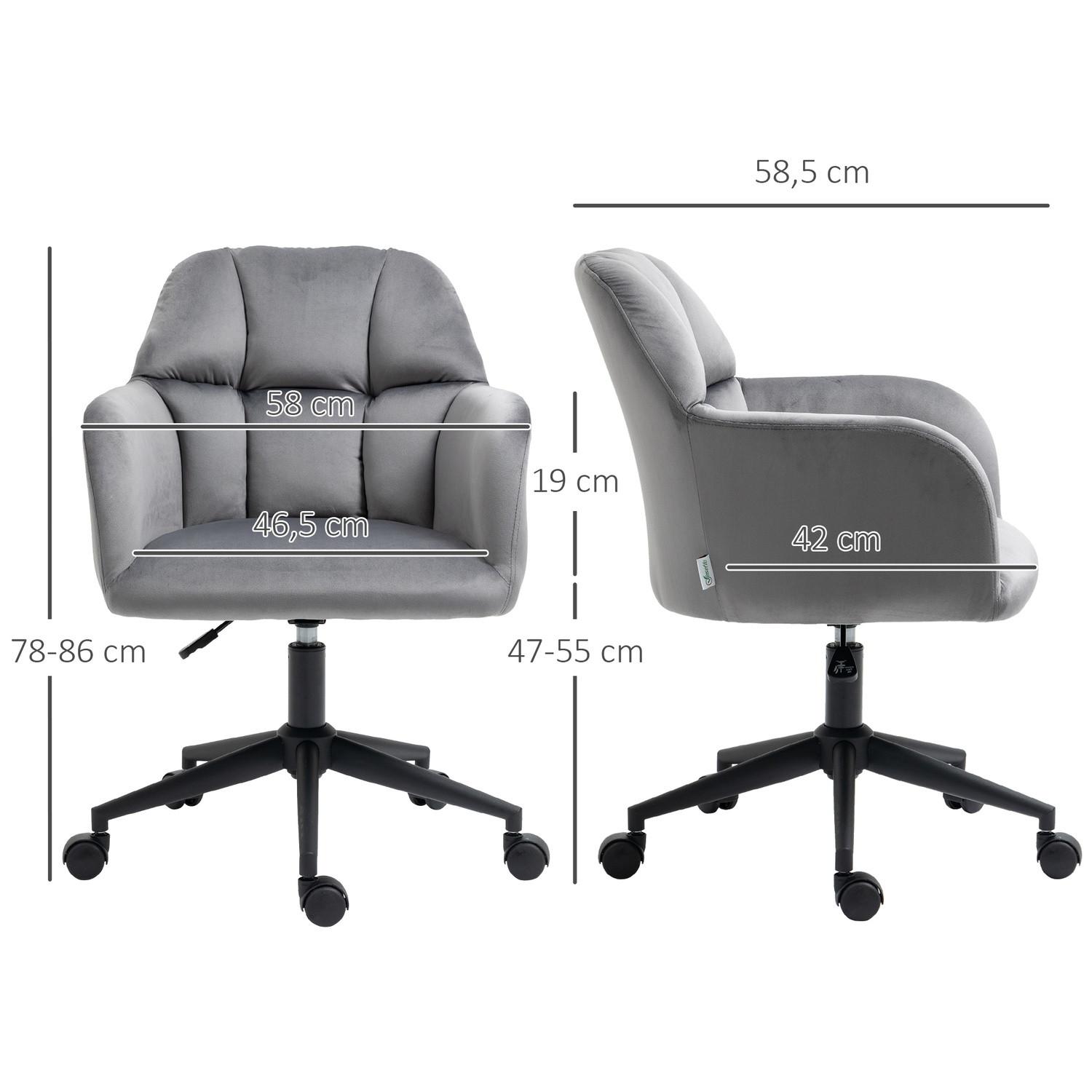 Northio Bürostuhl Schreibtischstuhl Mit Rollen, Höhenverstellbar, Ergonomisch, Samt-Optik, Bis 120 Kg, Grau
