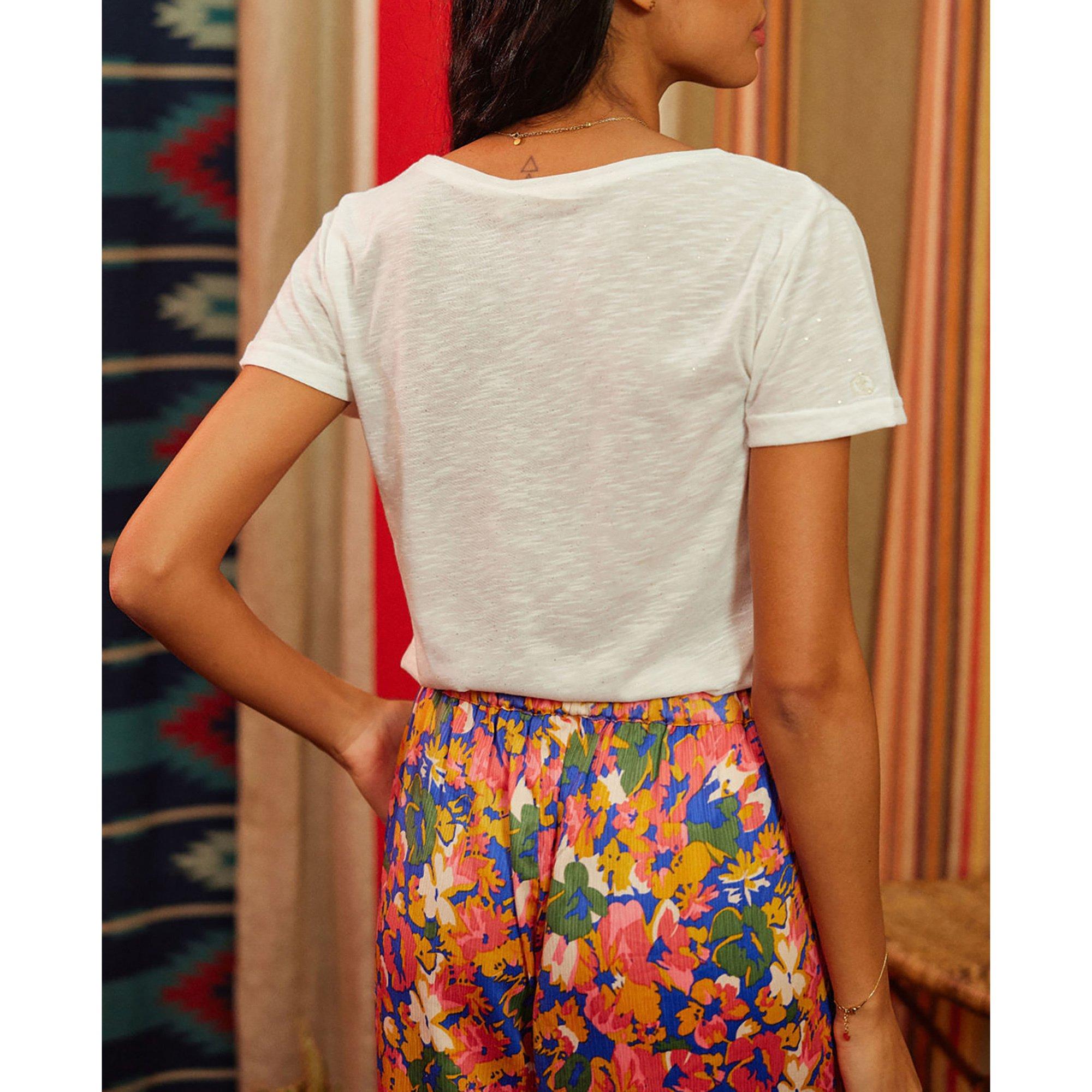 La Petite Etoile Elvie V-Ausschnitt T-Shirt mit Glitzereffekt