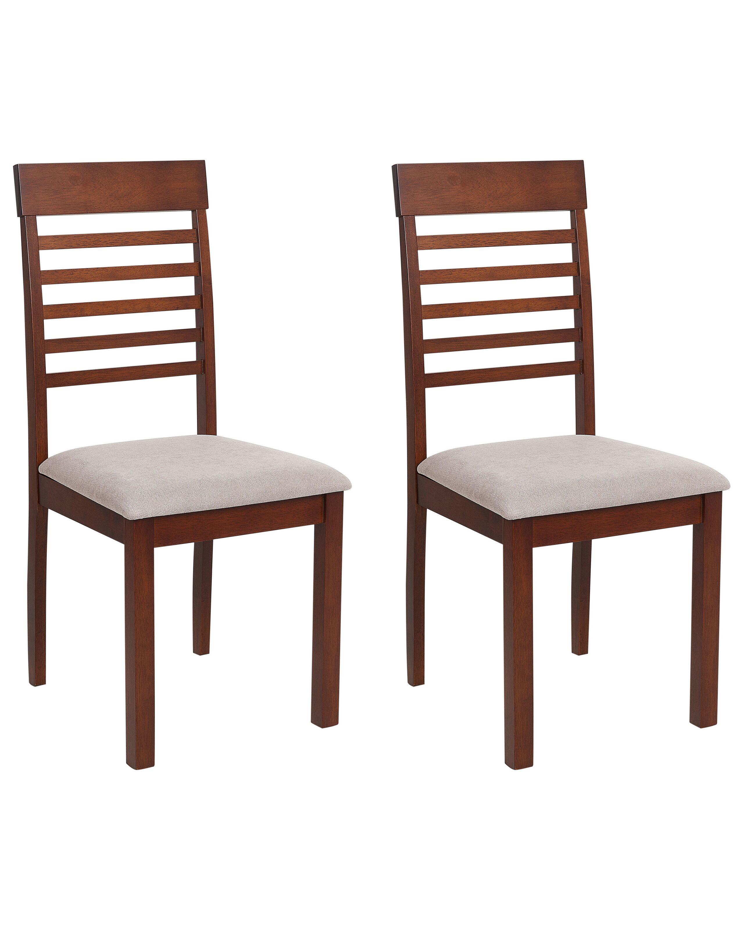 Beliani Esszimmerstuhl 2er Set aus Gummibaumholz Klassisch ORTLEY