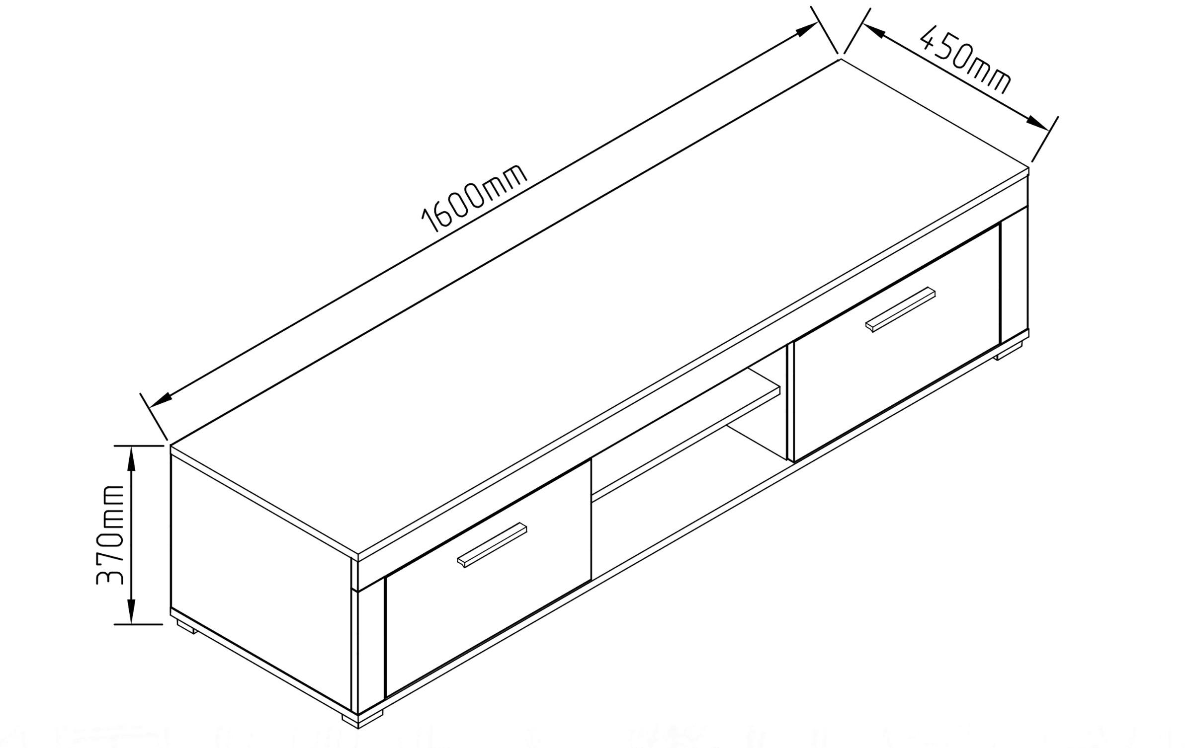 VCM TV Möbel | Lowboard | Fernsehregal | Maße H. 37 x B. 160 x T. 45 cm | Fernseh Möbel – Usilo XL