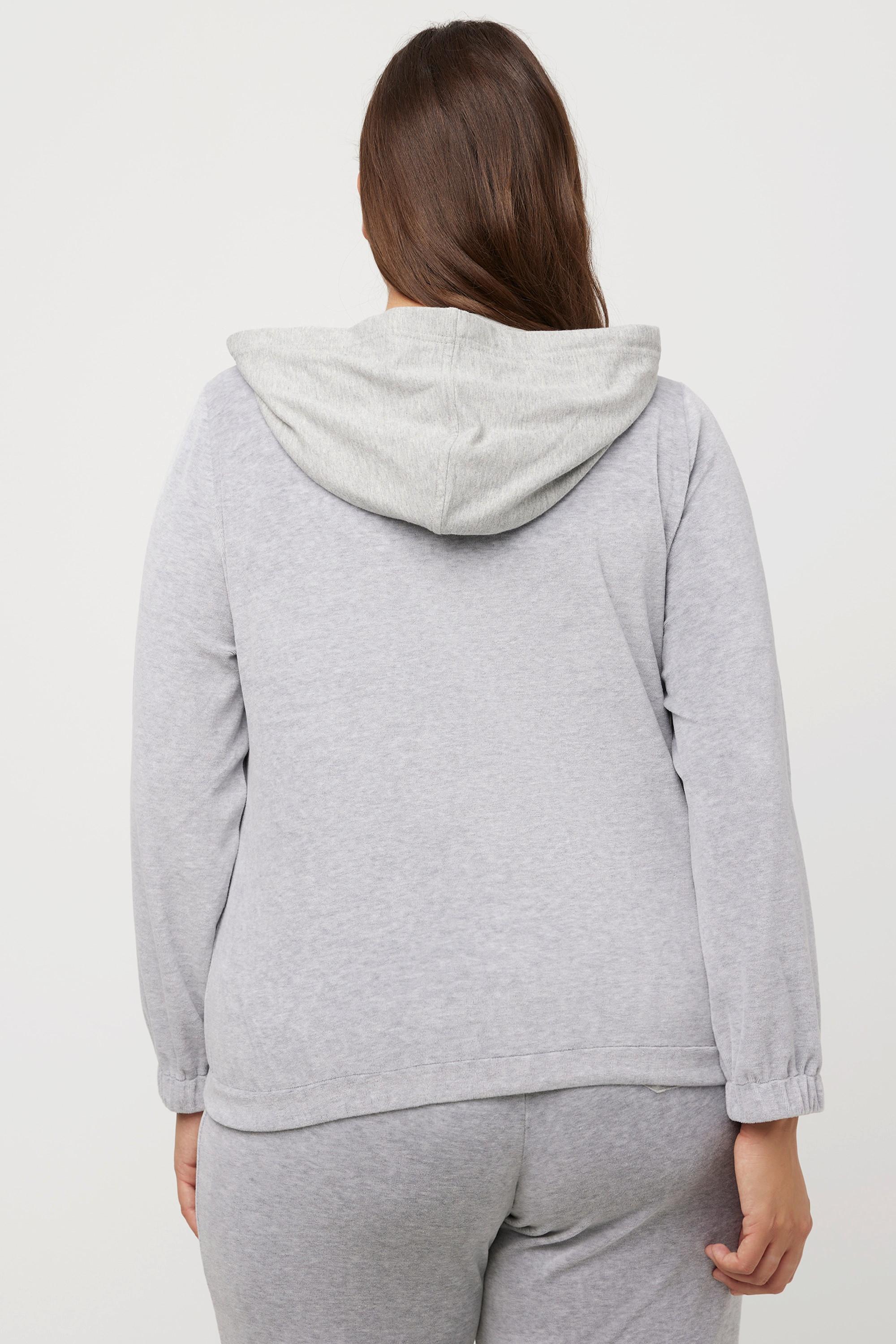 Ulla Popken Loungewear-Jacke, Velourssamt, Sweat-Kapuze