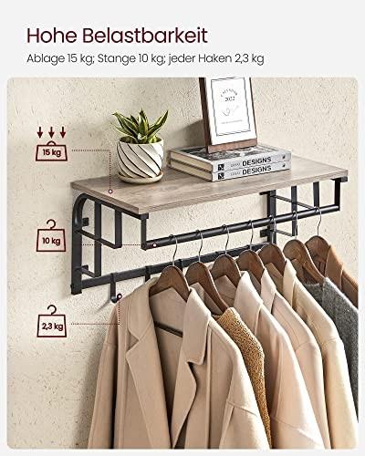 Pricenet Rustikale Wandgarderobe mit Regal und Haken