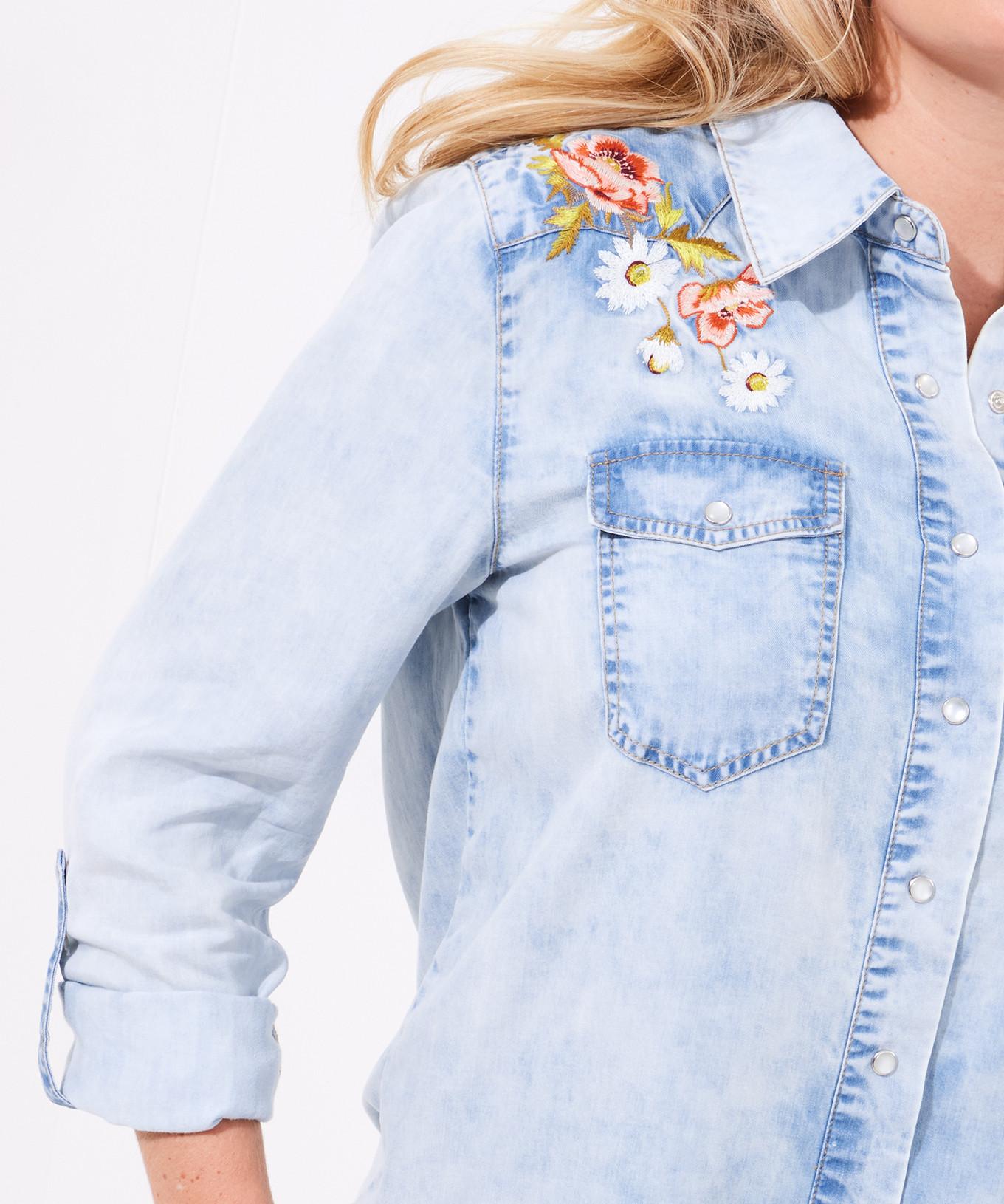 Joe Browns Denim-Hemd mit Gänseblümchen-Stickerei