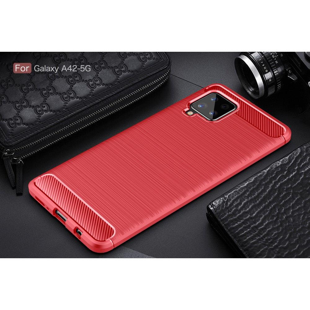Cover-Discount Galaxy A42 - Metall Carbon Look Gummi Hülle