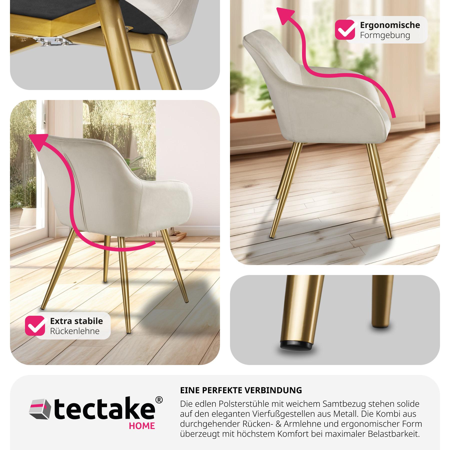 Tectake Stuhl Marilyn Samtoptik, goldene Stuhlbeine