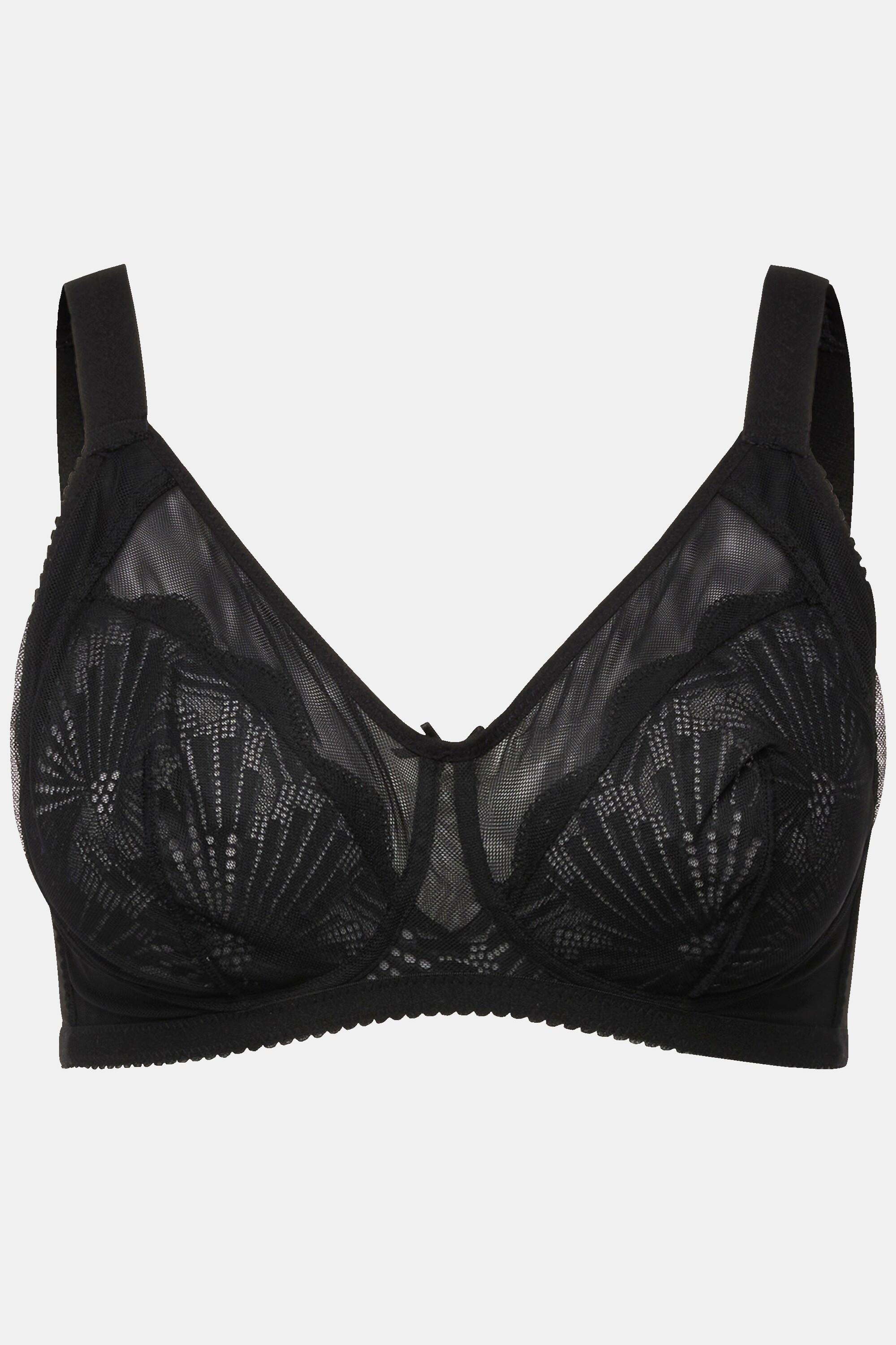 Ulla Popken BH, ohne Bügel, Mesh, Spitze, Cup B - E