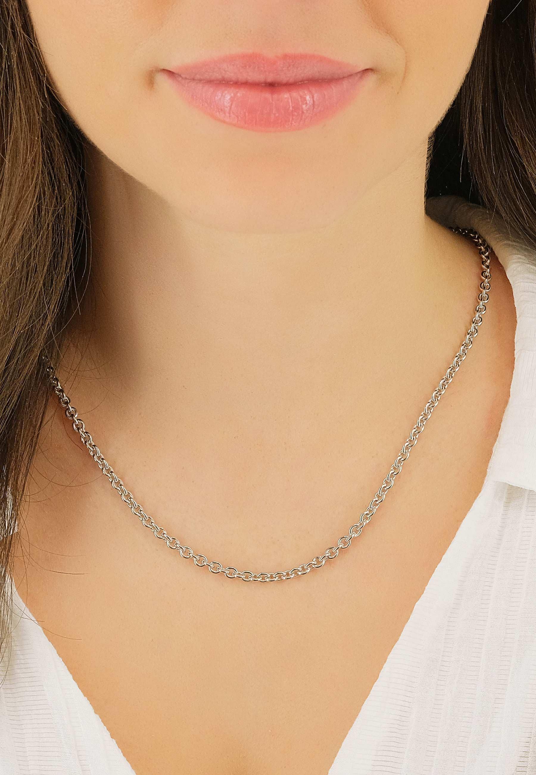 MUAU Schmuck Collier Rundanker Weissgold 750, 3.9mm, 42cm