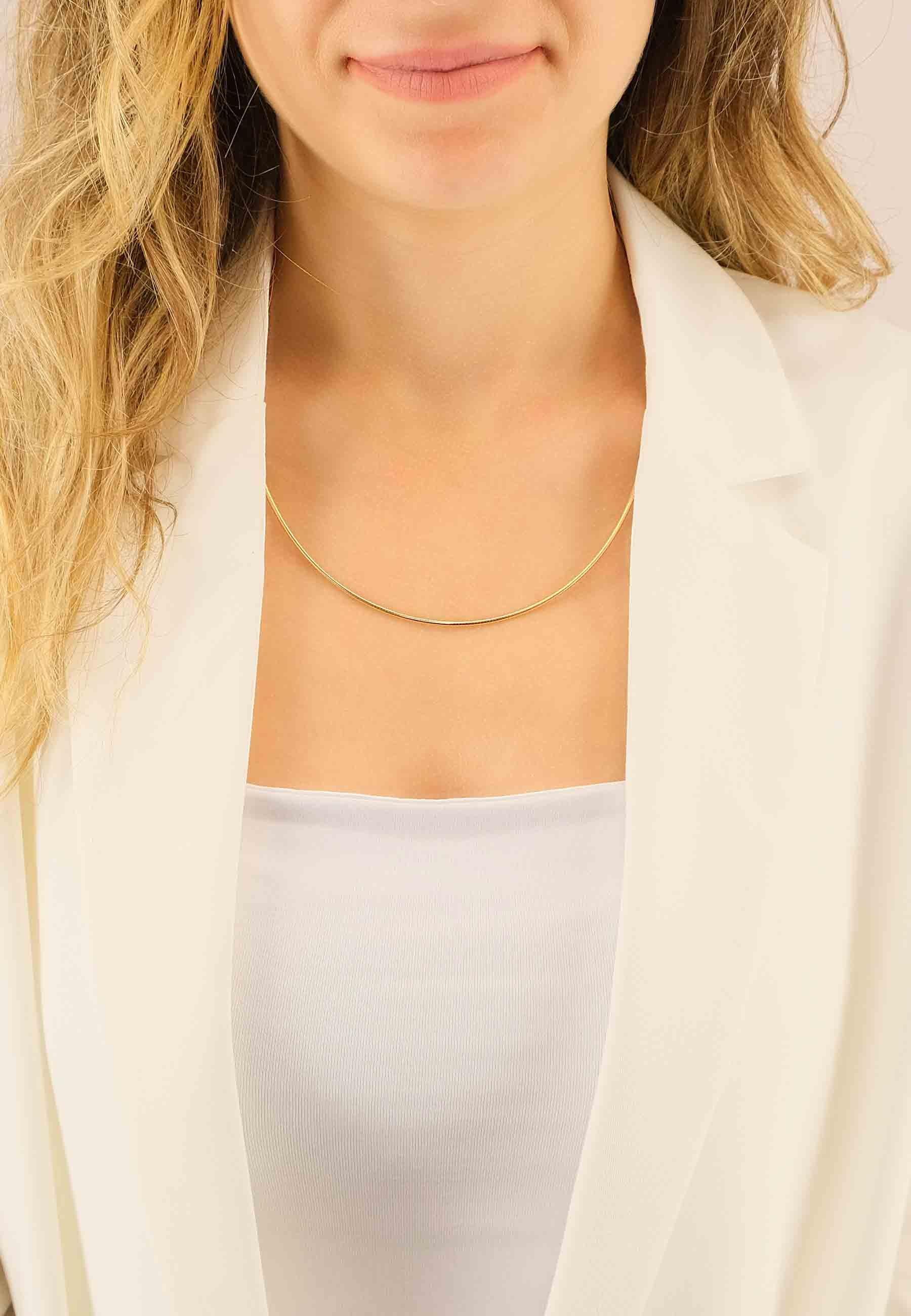 MUAU Schmuck Collier Omega Glied Gelbgold 750, 1.8mm, 50cm