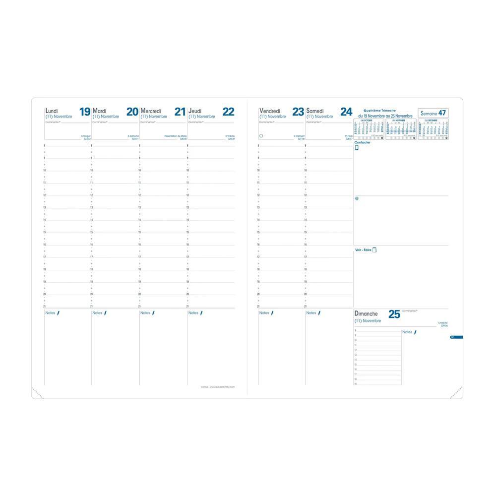 QUO-VADIS Quo Vadis - Terminkalender - 2025 - Prenote - Die Woche Planning - Französisch - Club - Rot - Dez/Dez - 21x29,7 cm - Clairefontaine-Papier Weiß - Hergestellt in Frankreich