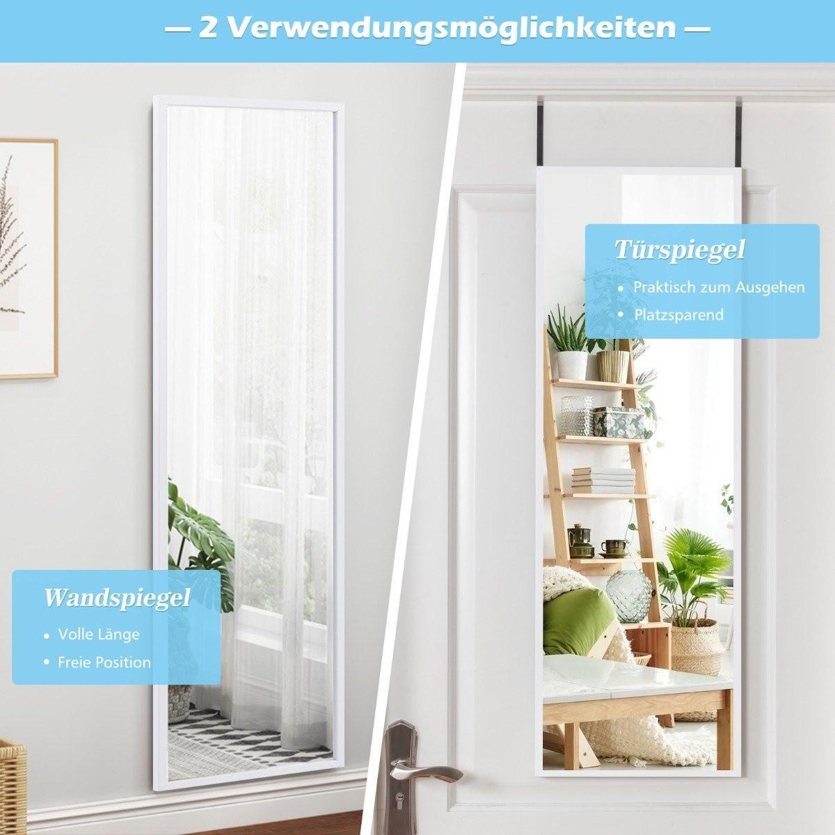 Northix Spiegel in voller Länge Wandspiegel Türspiegel Ganzkörperspiegel Hängespiegel 36,5 x 1,5 x 107 cm Weiß
