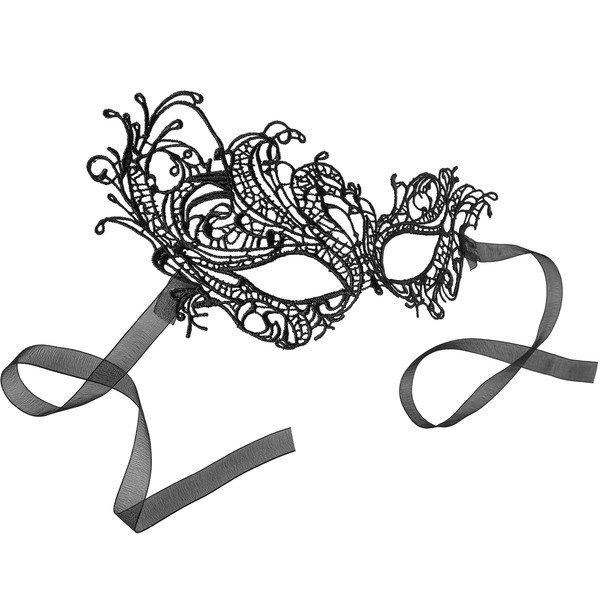 Tectake Schwarze Spitzenmaske Pfau