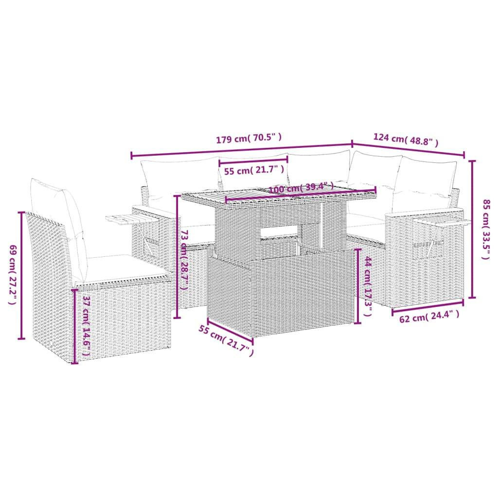VidaXL Garten sofagarnitur poly-rattan