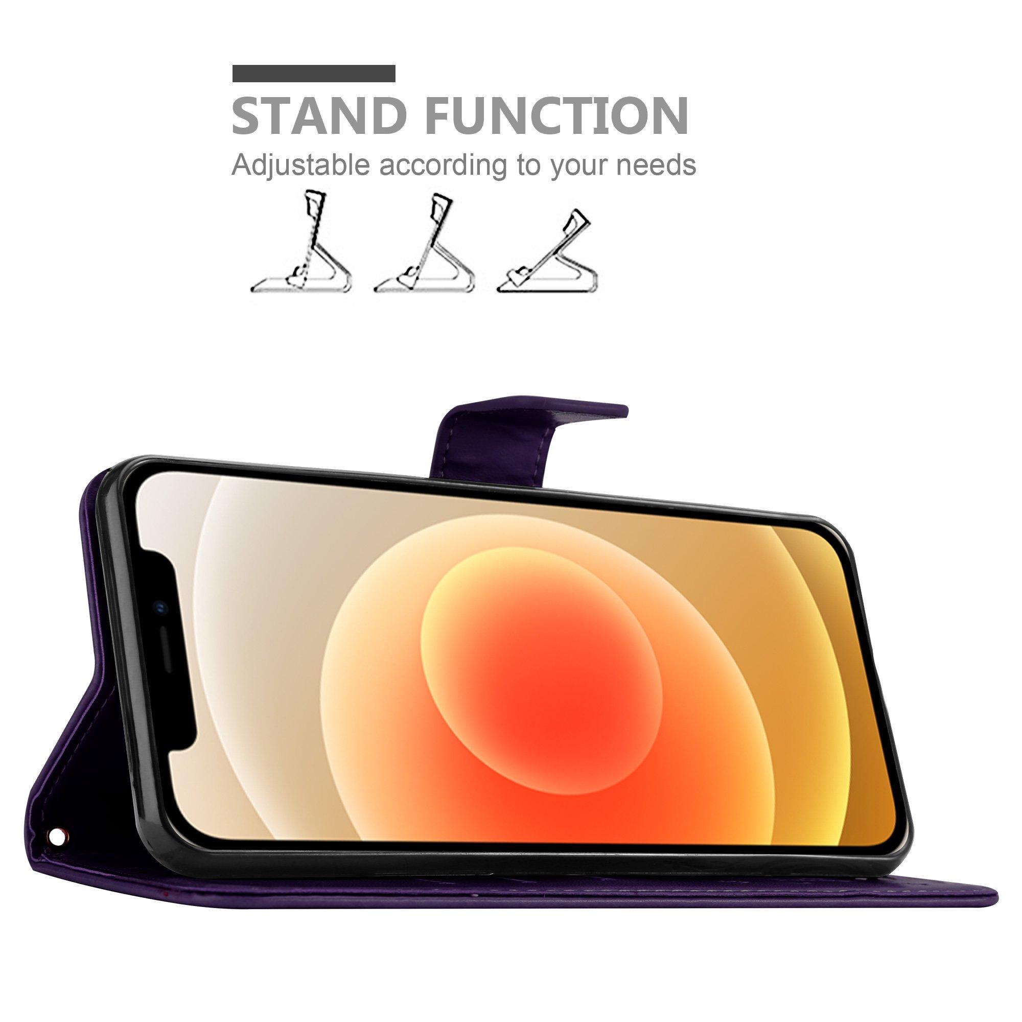 Cadorabo Hülle für Apple iPhone 12 MINI Blumen Design Magnetverschluss