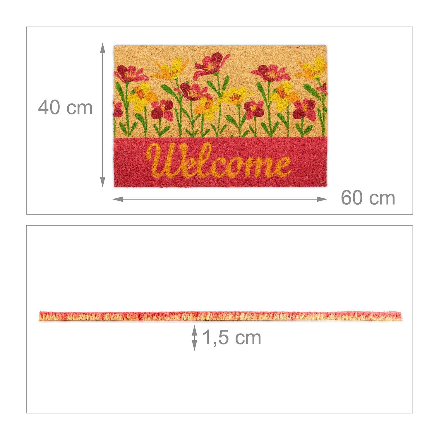 B2X Fußmatte aus Kokosfaser „Welcome“ Blumen