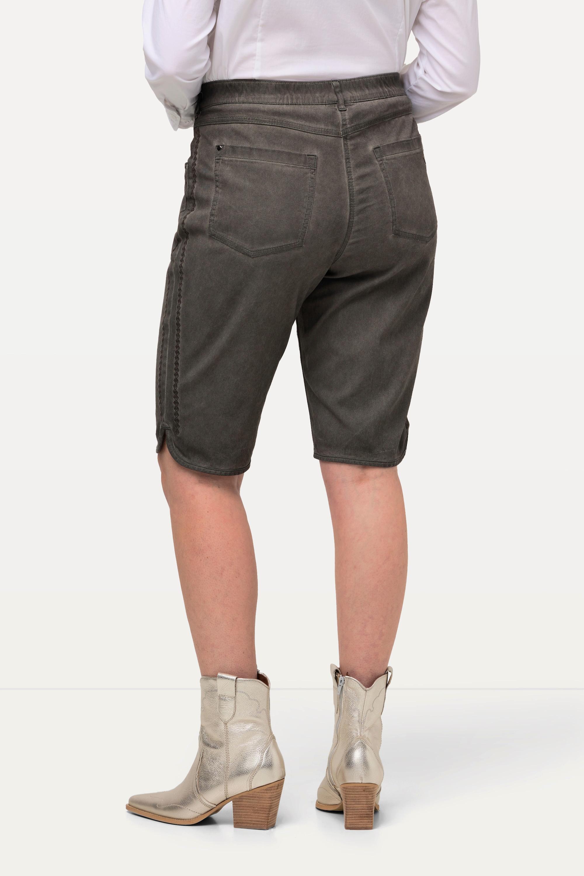Ulla Popken Trachten-Jeansbermuda Mandy Used-Look Stickerei