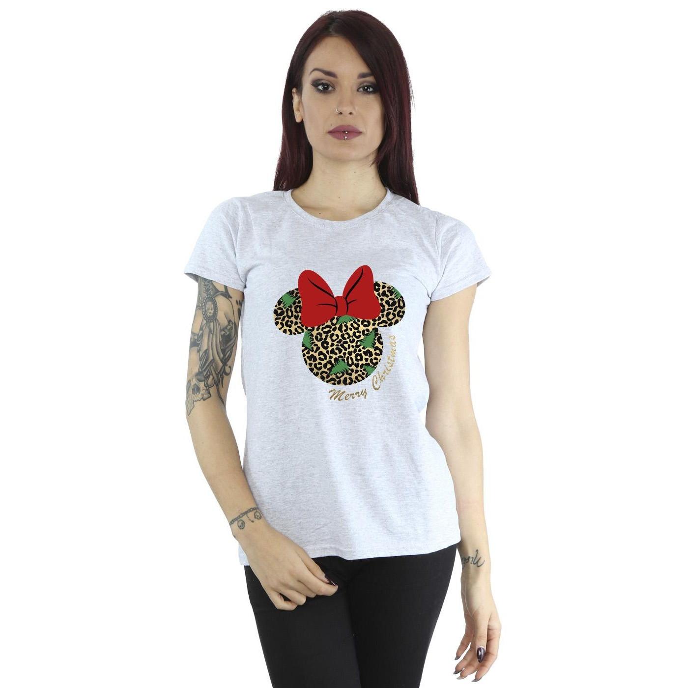 Disney Minnie Maus Leopardenmuster Weihnachts T-Shirt