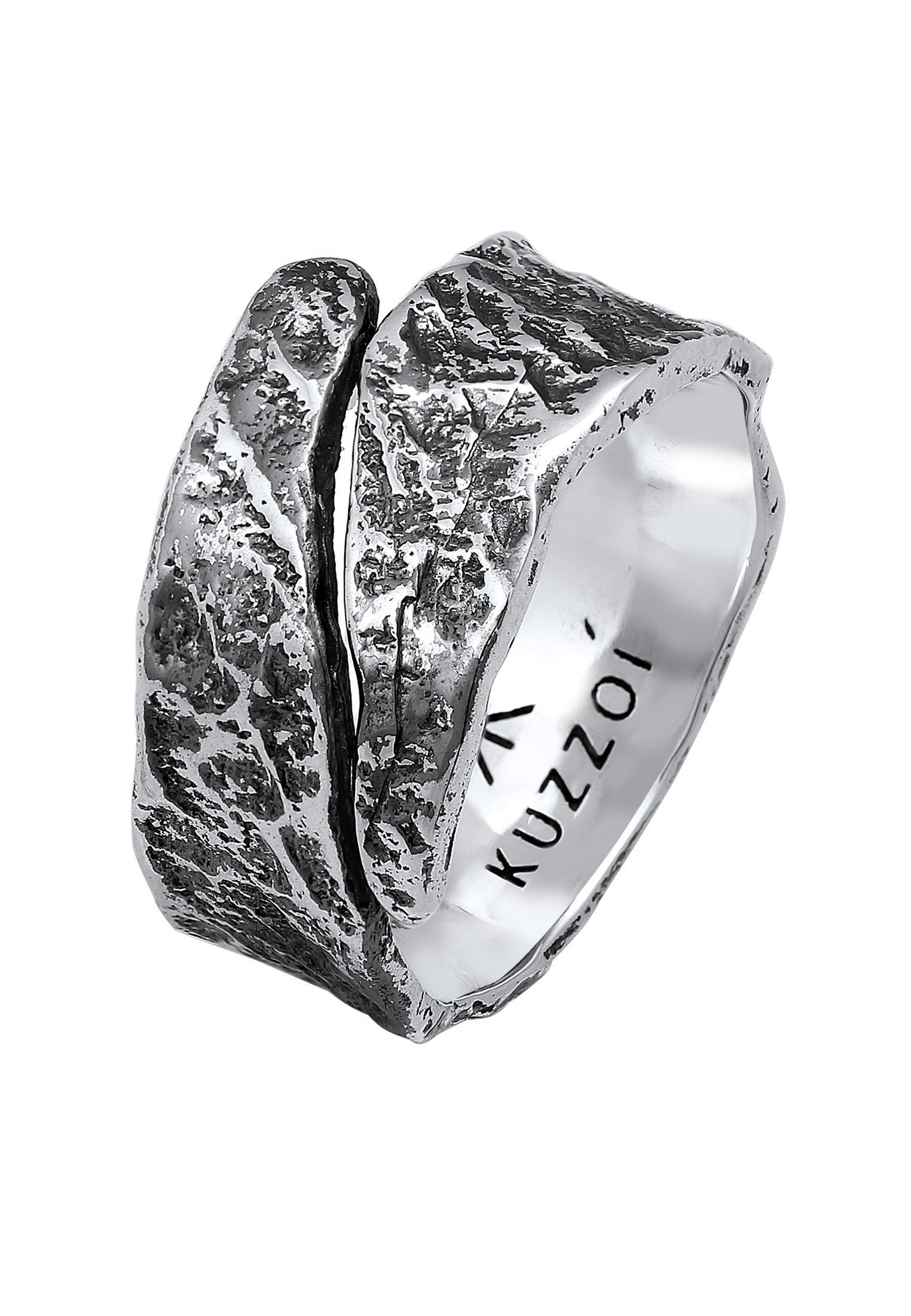 Kuzzoi Ring Bandring Struktur Used Look 925 Silber