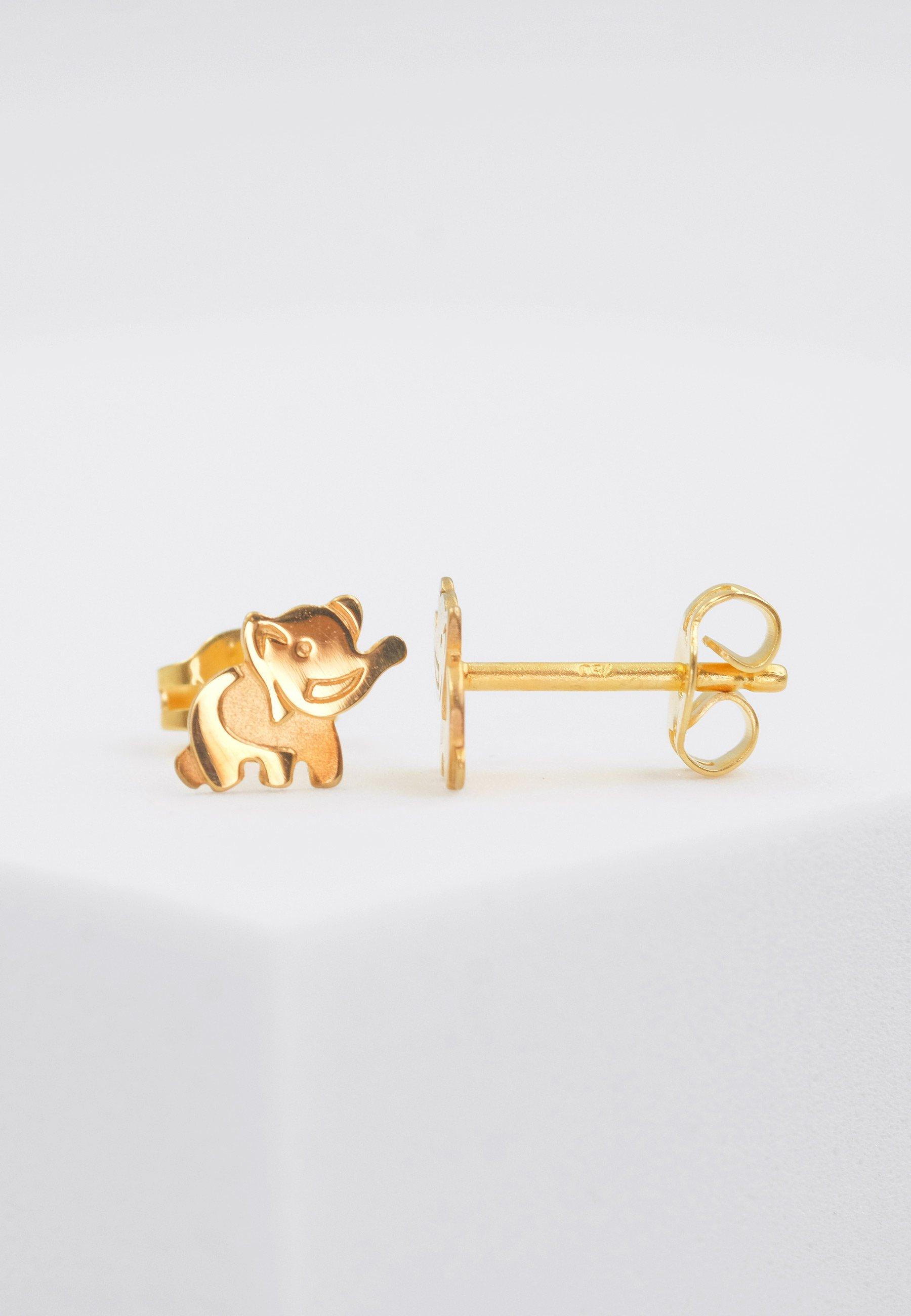 MUAU Schmuck Ohrstecker Gelbgold 750, 6x8mm