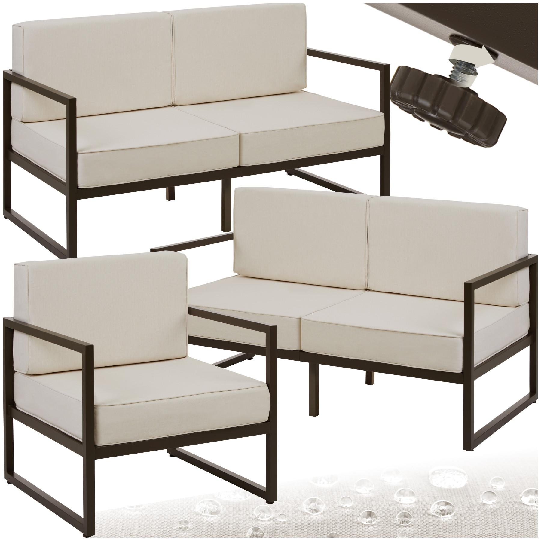 Tectake Garten-Loungeset Comosa für 5 Personen, XXL-Polsterung je Sofa 250 kg, Sessel 120 kg Belastbarkeit
