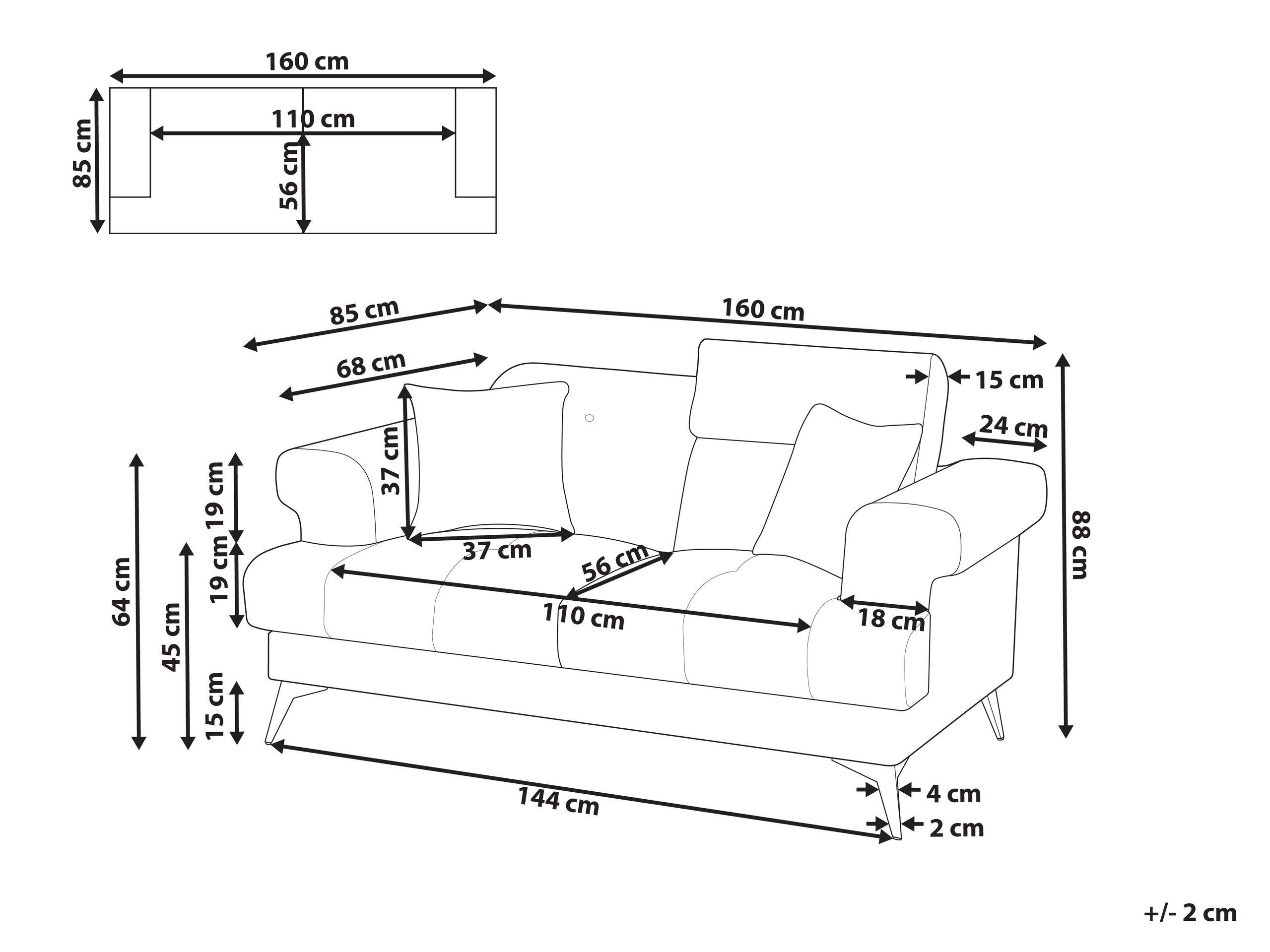 Beliani 2 Sitzer Sofa aus Polyester Minimalistisch SKIVE