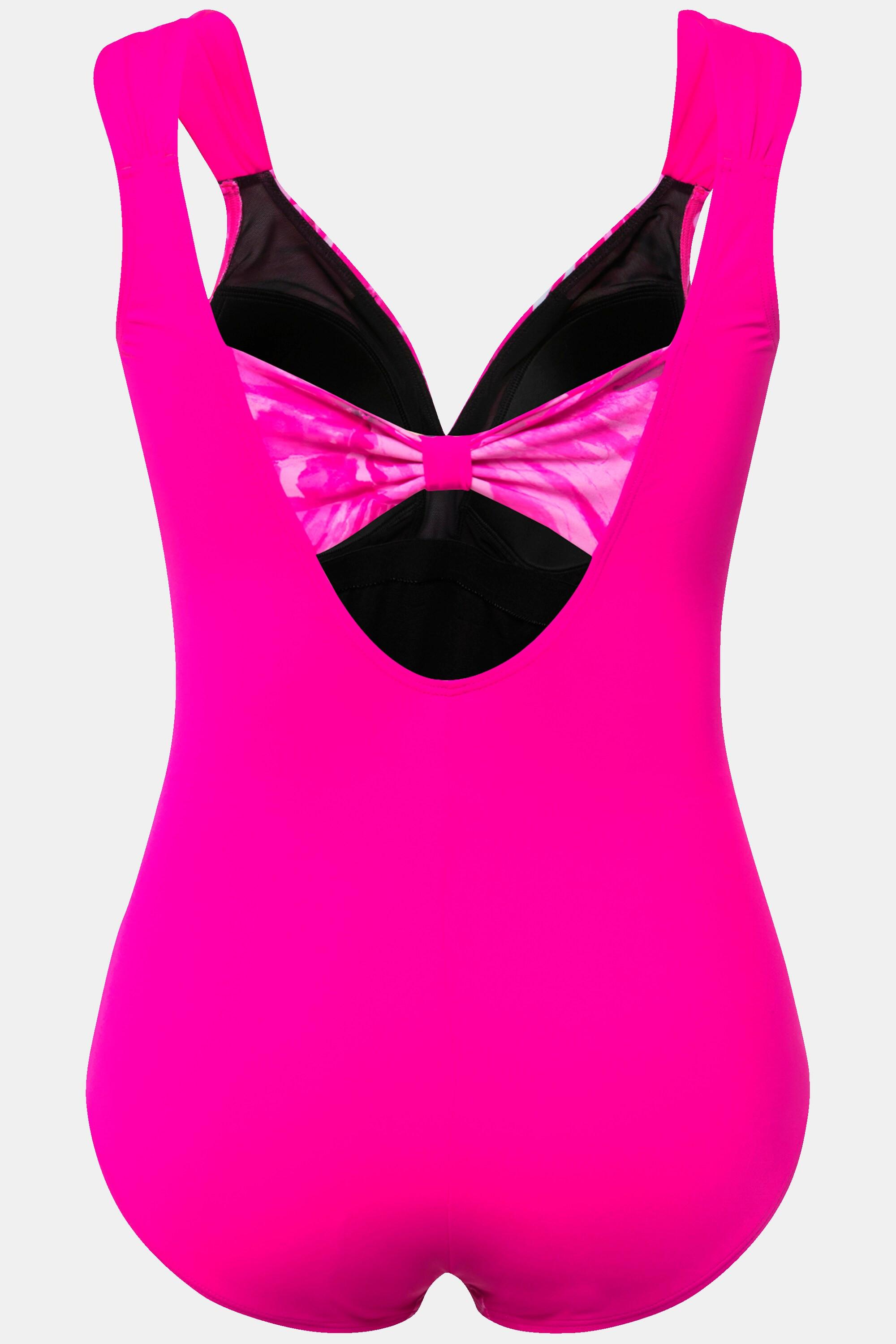 Ulla Popken Badeanzug, Flügel, Softcups, Schleife, recycelt