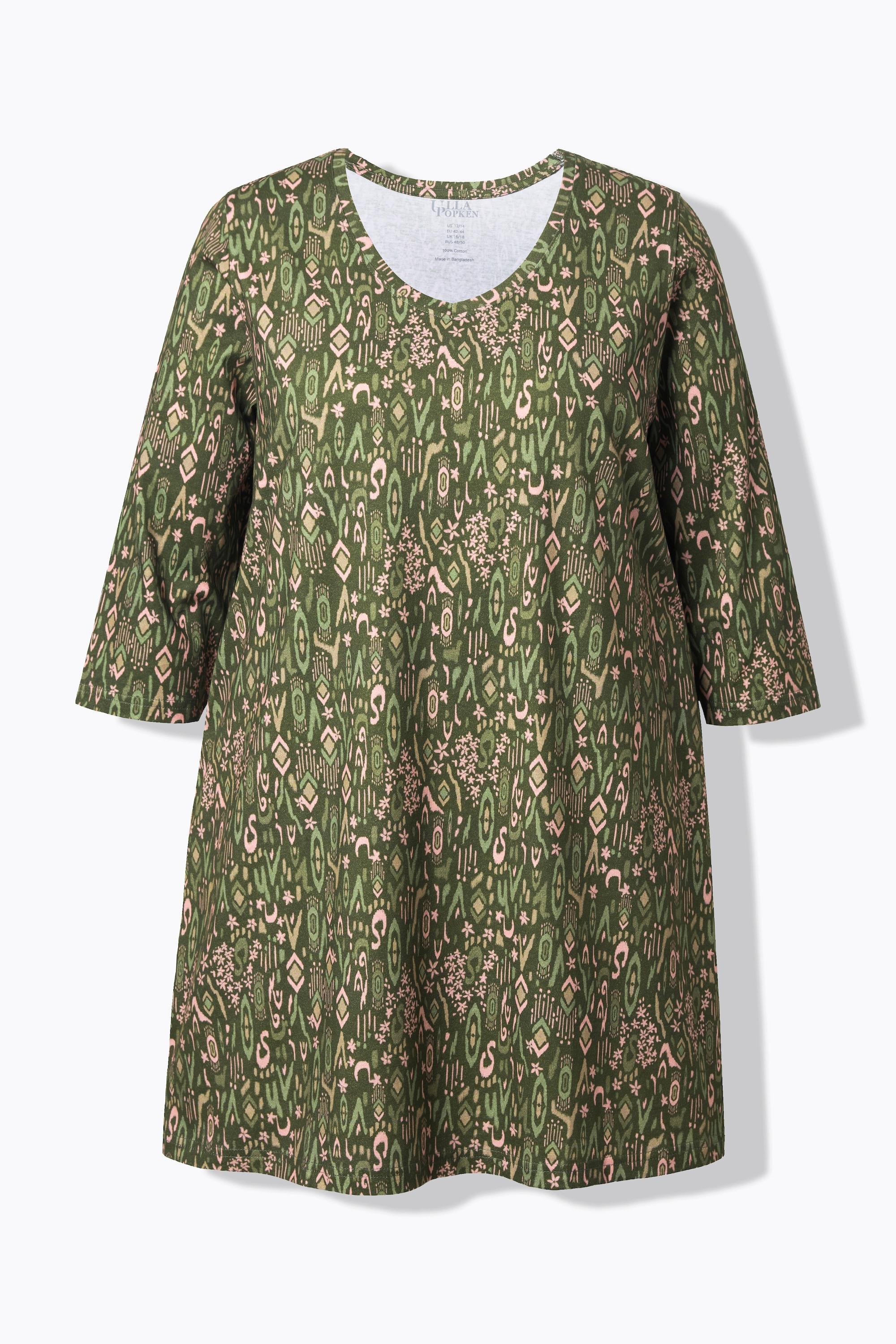 Ulla Popken A-Linie V-Ausschnitt 3/4-Arm Longshirt
