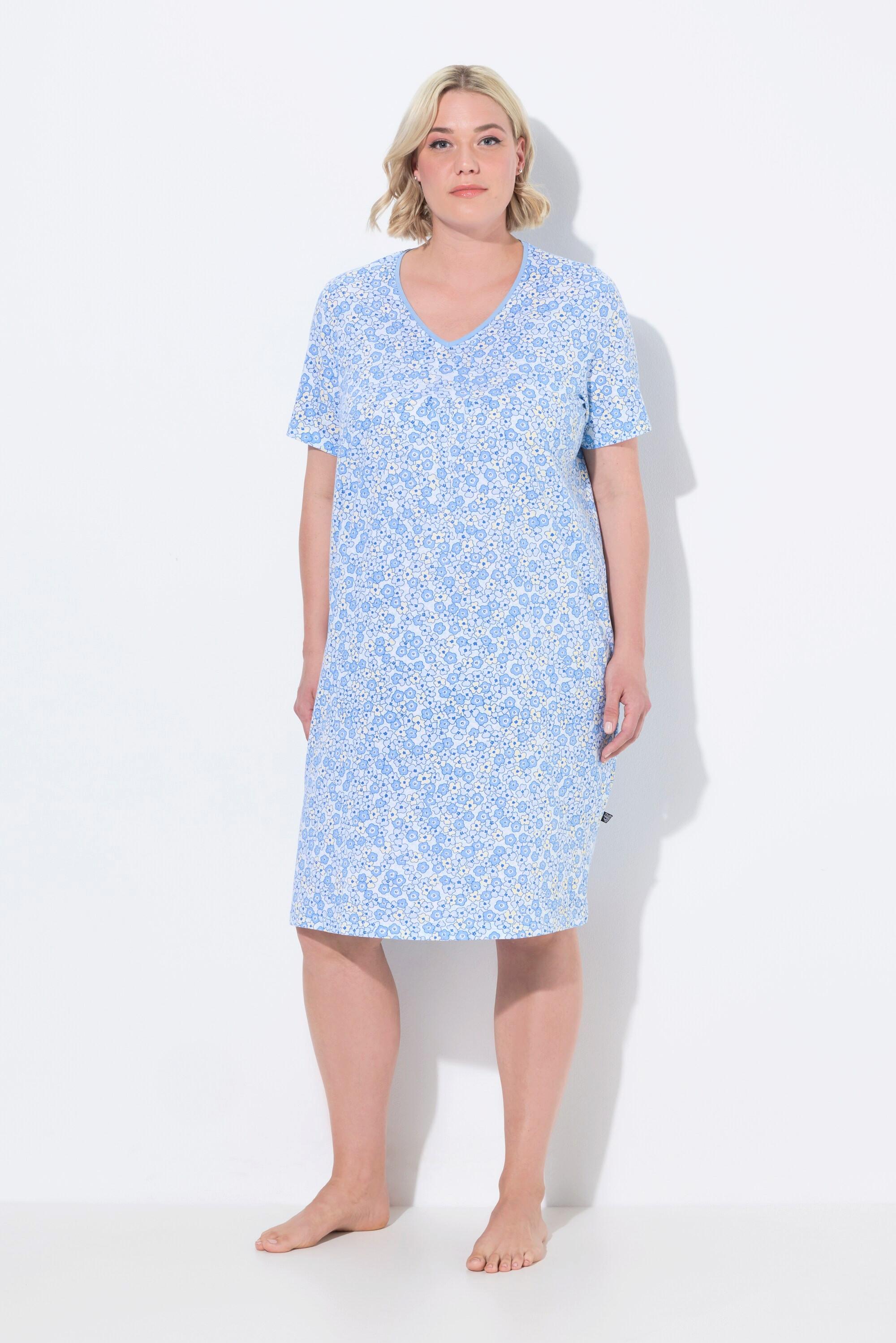 Ulla Popken Bigshirts, 2er-Pack, uni/bedruckt, V-Ausschnitt, Halbarm