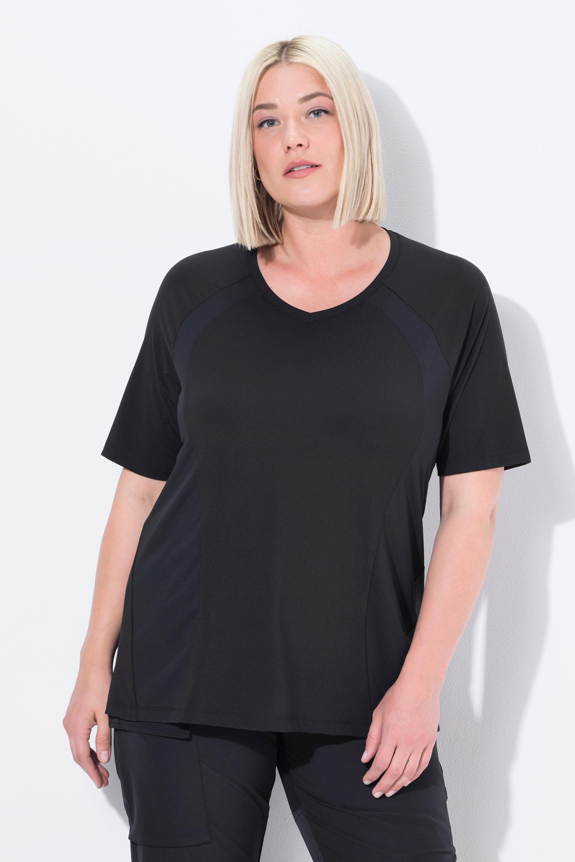 Ulla Popken Schnell trocknendes V-Ausschnitt Halbarm Funktionsshirt